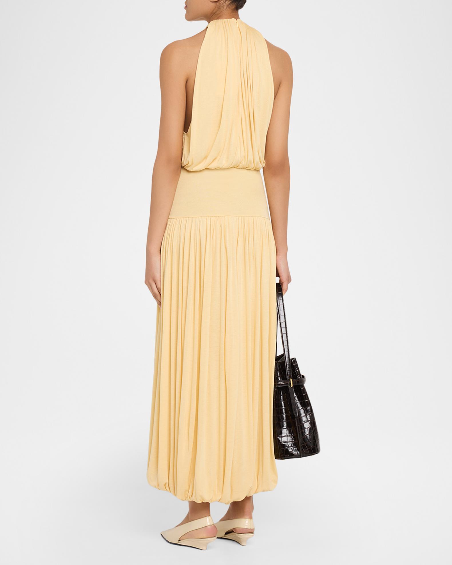 toteme gathered silk dress Toteme Satin Gathered Maxi Dress