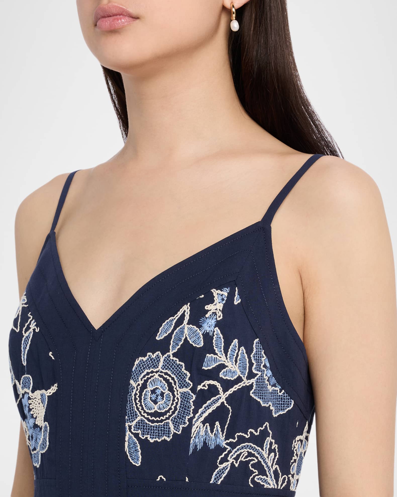 Tanya Taylor Madden Embroidered Midi Dress | Neiman Marcus