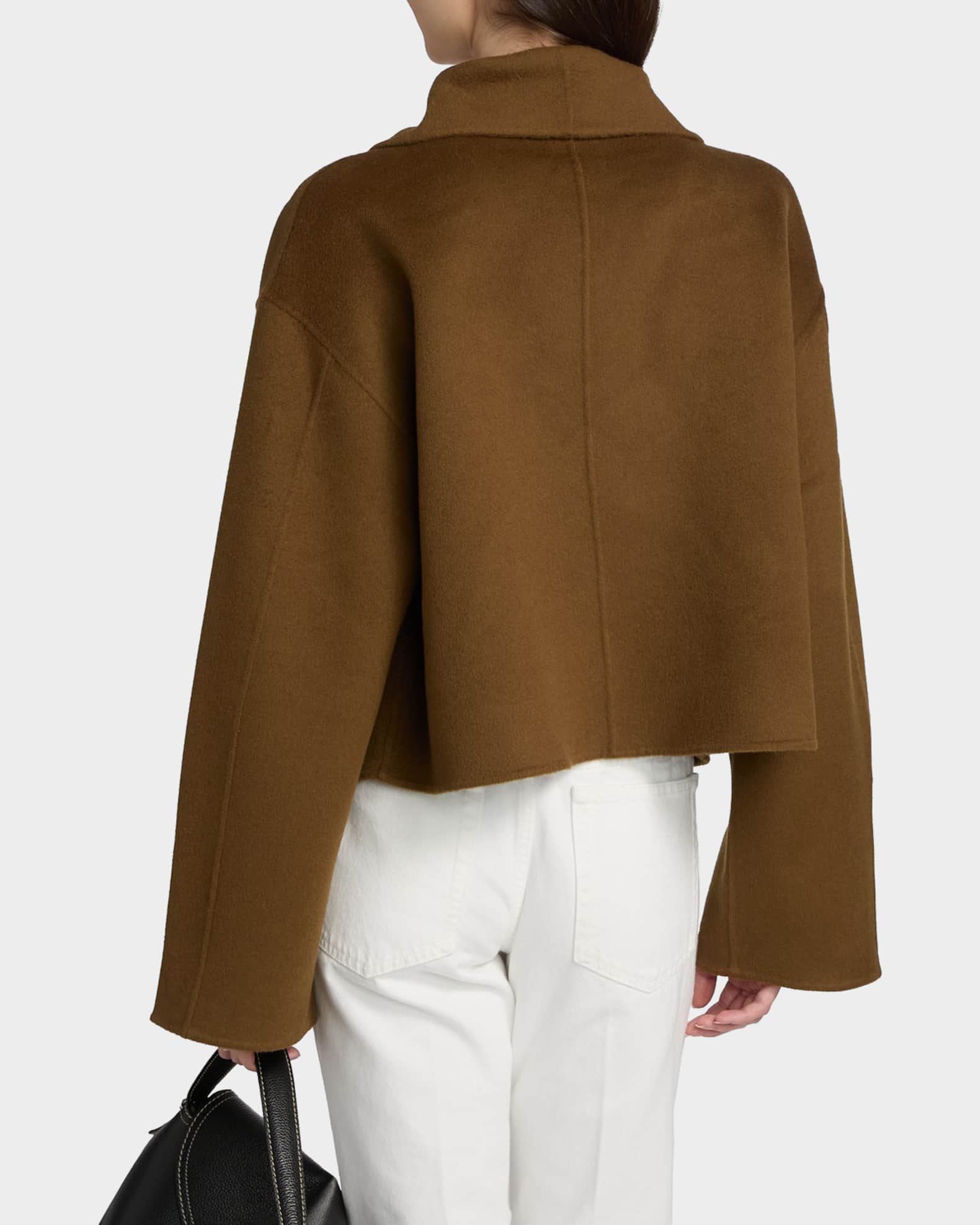 A☆toteme ウール プルオーバー トップス ☆キャメル Toteme Signature Cropped Wool Double Jacket | Neiman Marcus