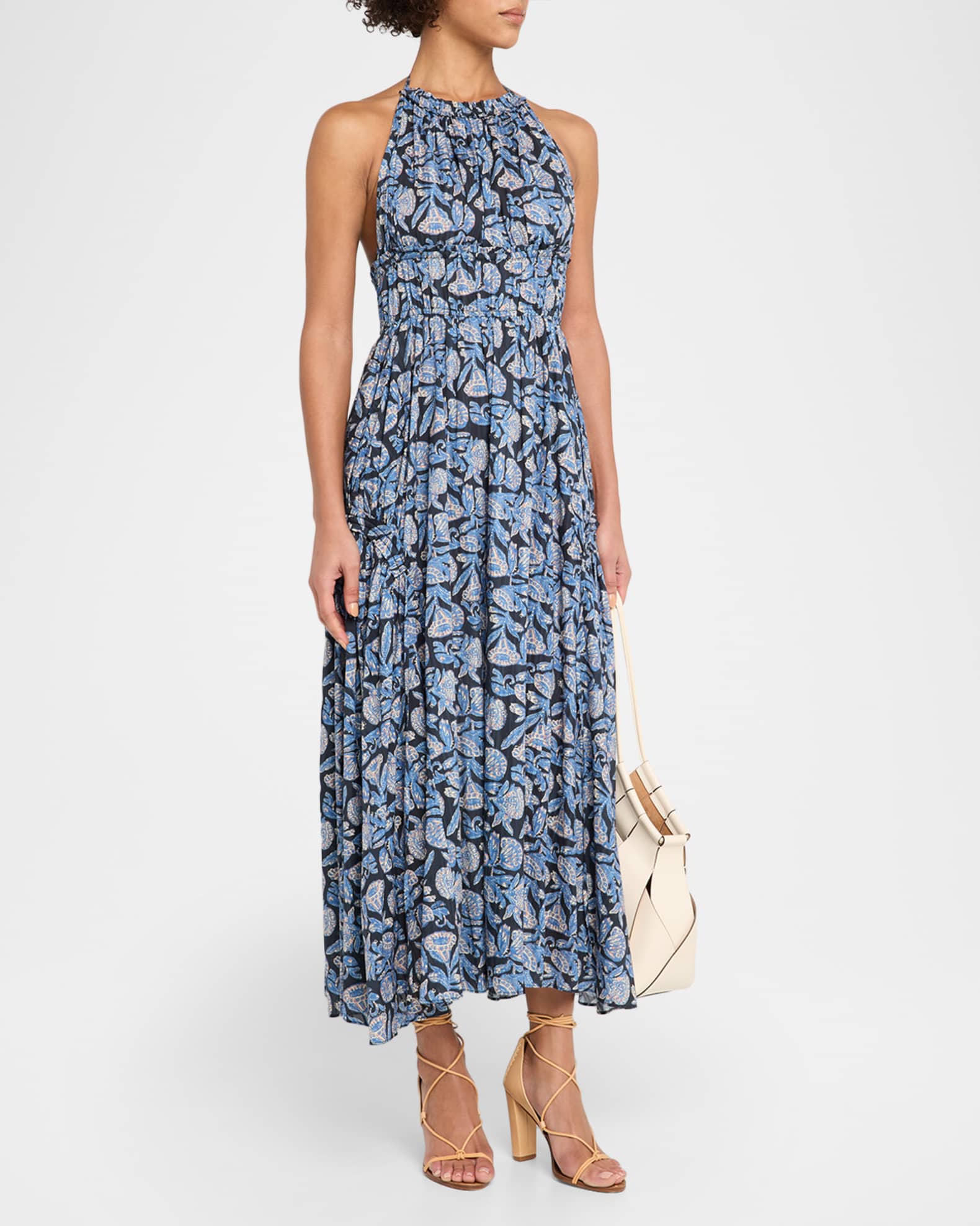 Ulla Johnson Anelise Printed Halter Midi Dress | Neiman Marcus