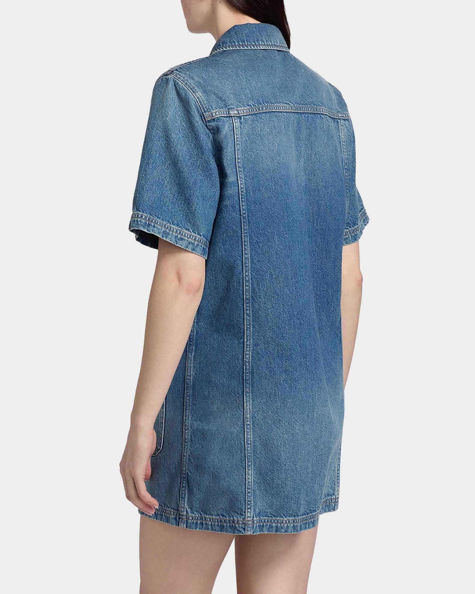 Ulla Johnson Painters Denim Mini Shirtdress | Neiman Marcus