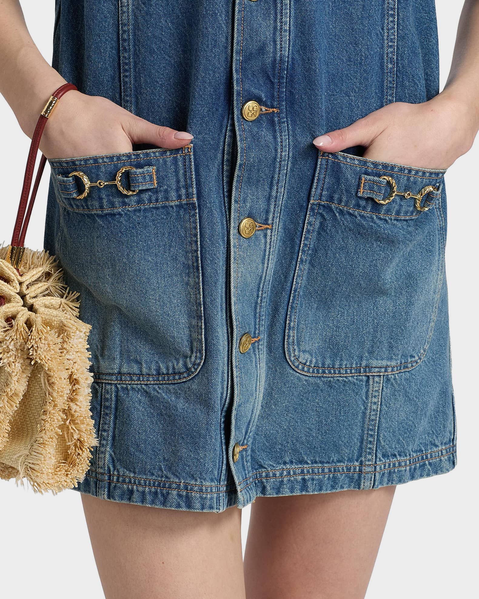 white christmas dresses The Painters Denim Mini Dress - Western Dream Denim Short Sleeve Mini Dress main image 0
