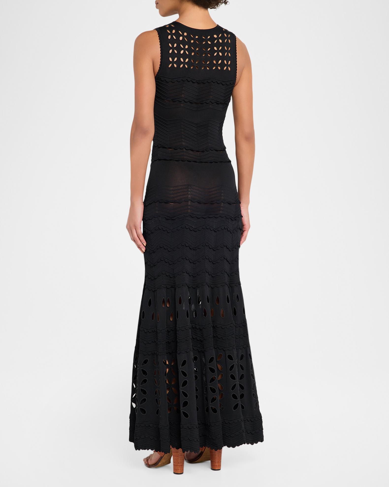 knit dress work Ulla Johnson Lakshmi Open-Work Maxi sienna satin dress