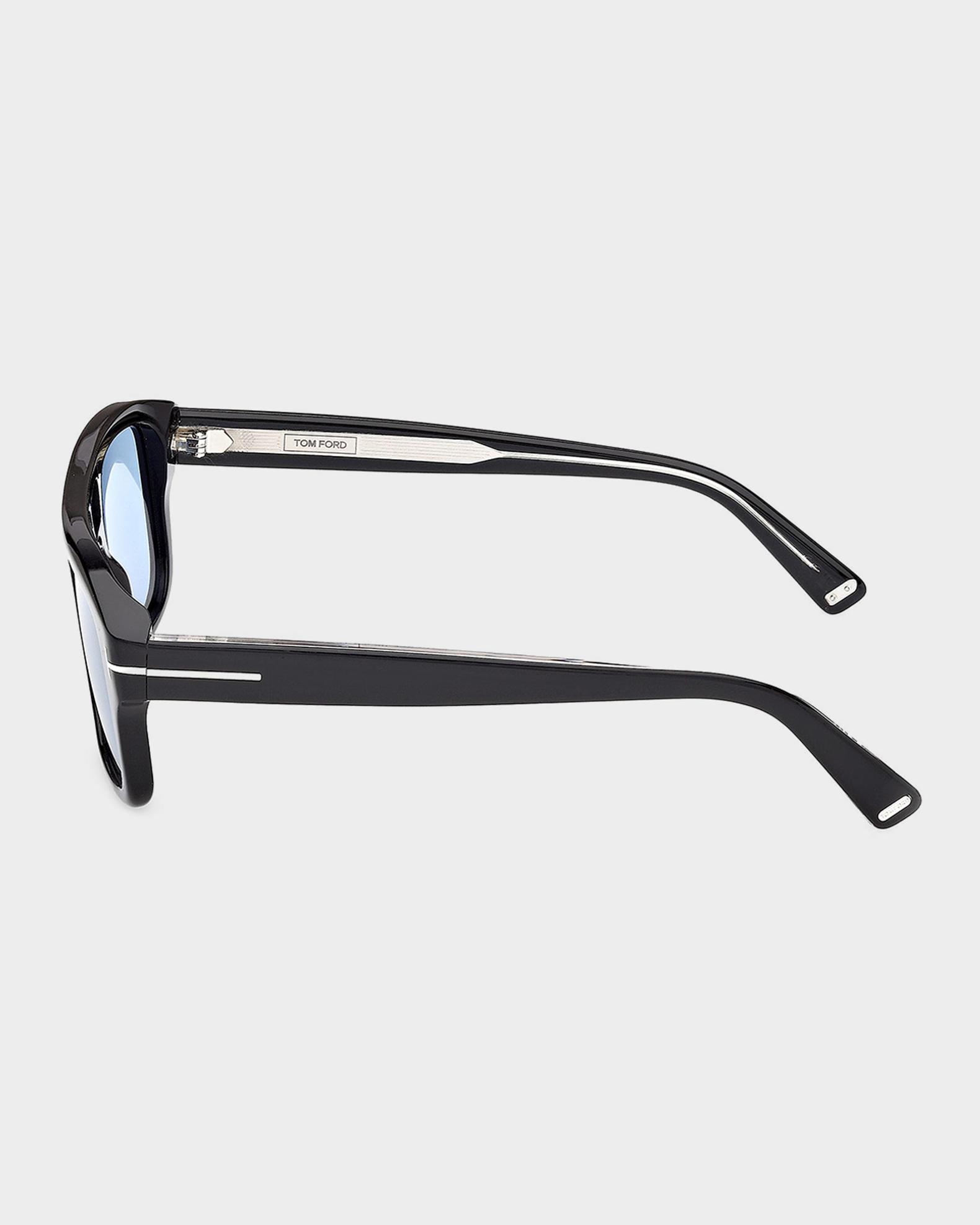 【AAA】TOM FORD TF1231-D 02A TOM FORD Men's Icon Double-Bridge Acetate Rectangle Sunglasses