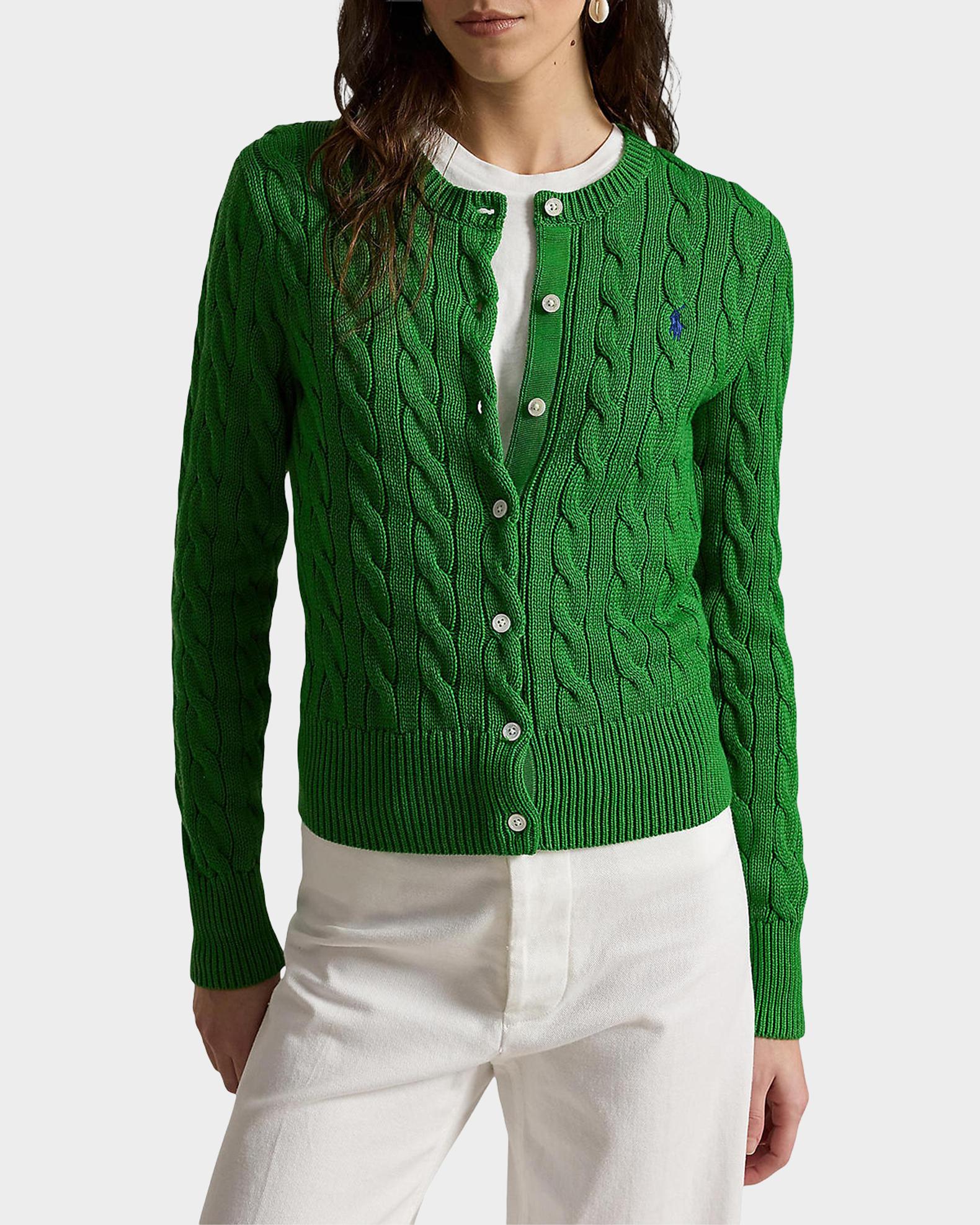 Cable-Knit Cotton Crewneck Cardigan | Neiman Marcus