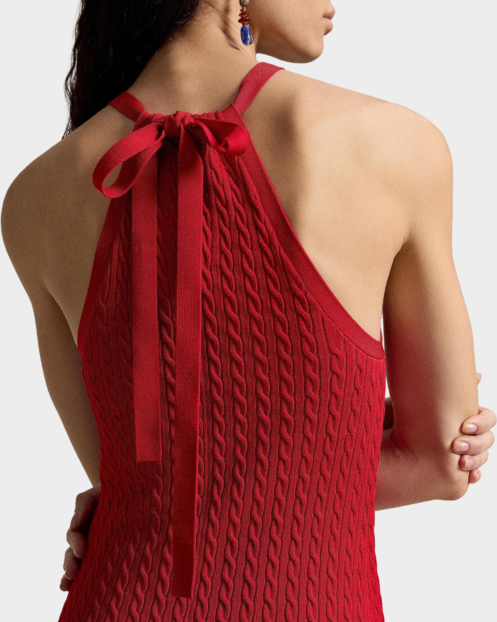 Polo Ralph Lauren Cable-Knit Halter Mini Dress | Neiman Marcus