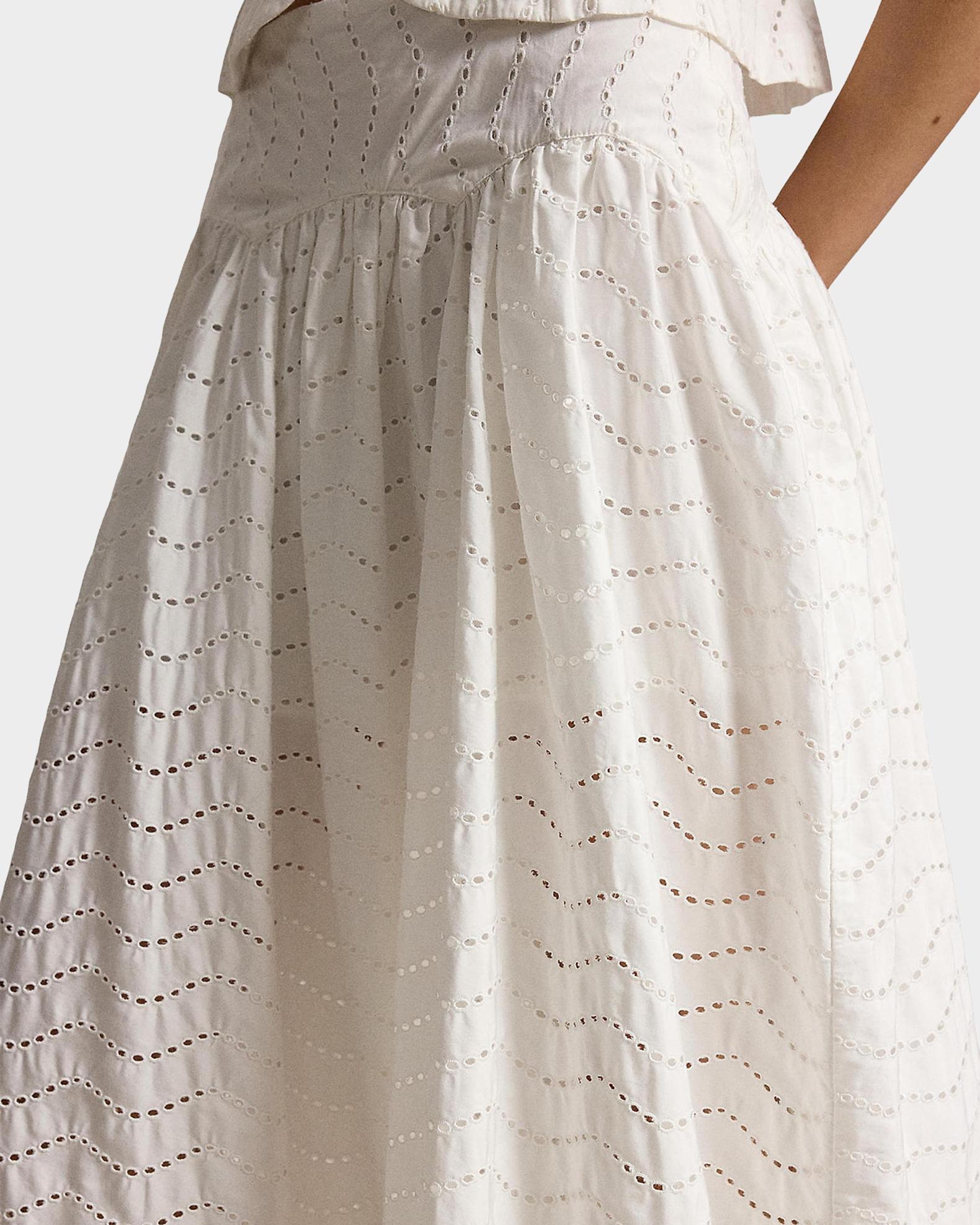 Polo Ralph Lauren Cotton Eyelet Midi Skirt | Neiman Marcus display picture 1