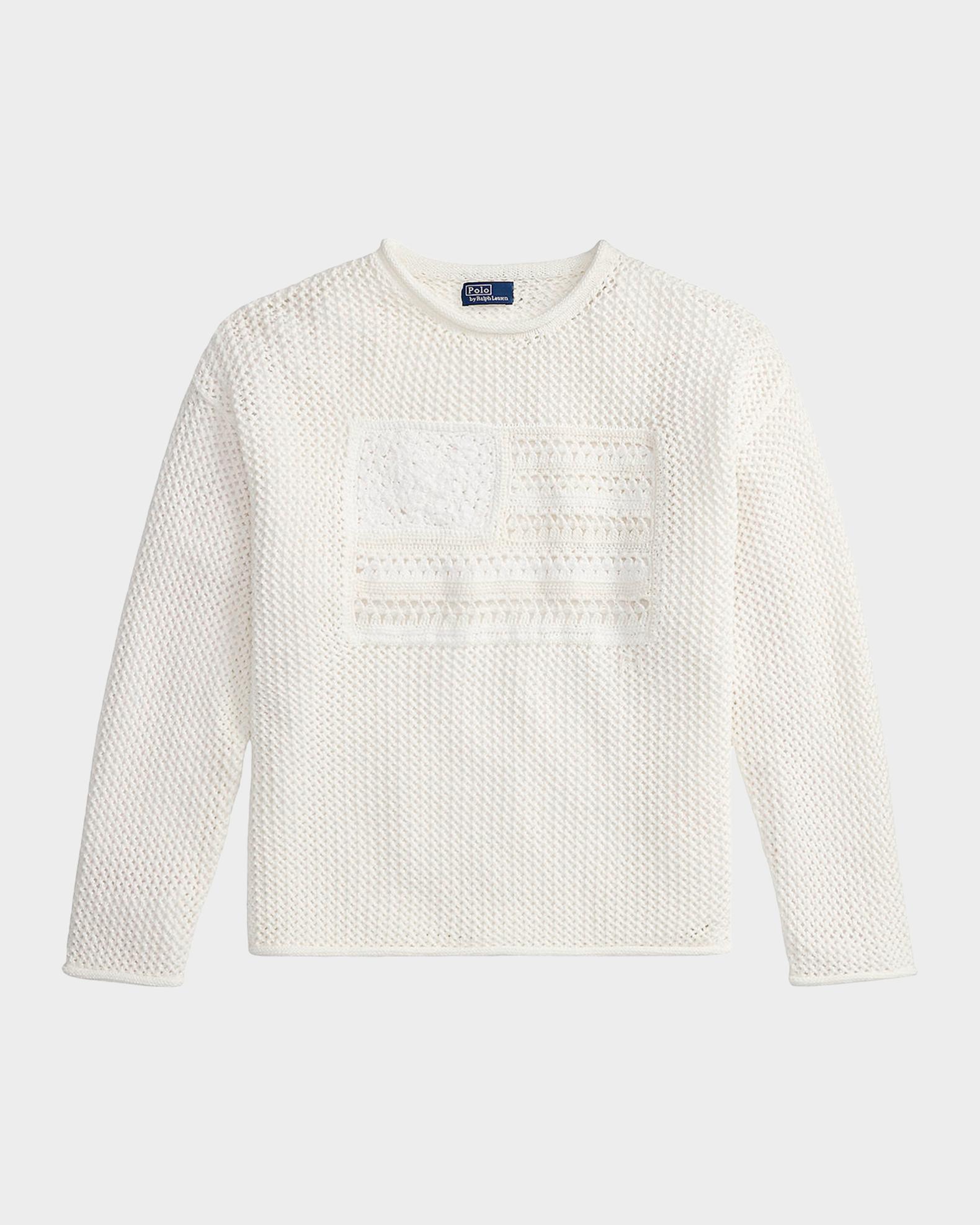 Polo Ralph Lauren Tonal Flag Pointelle Sweater | Neiman Marcus