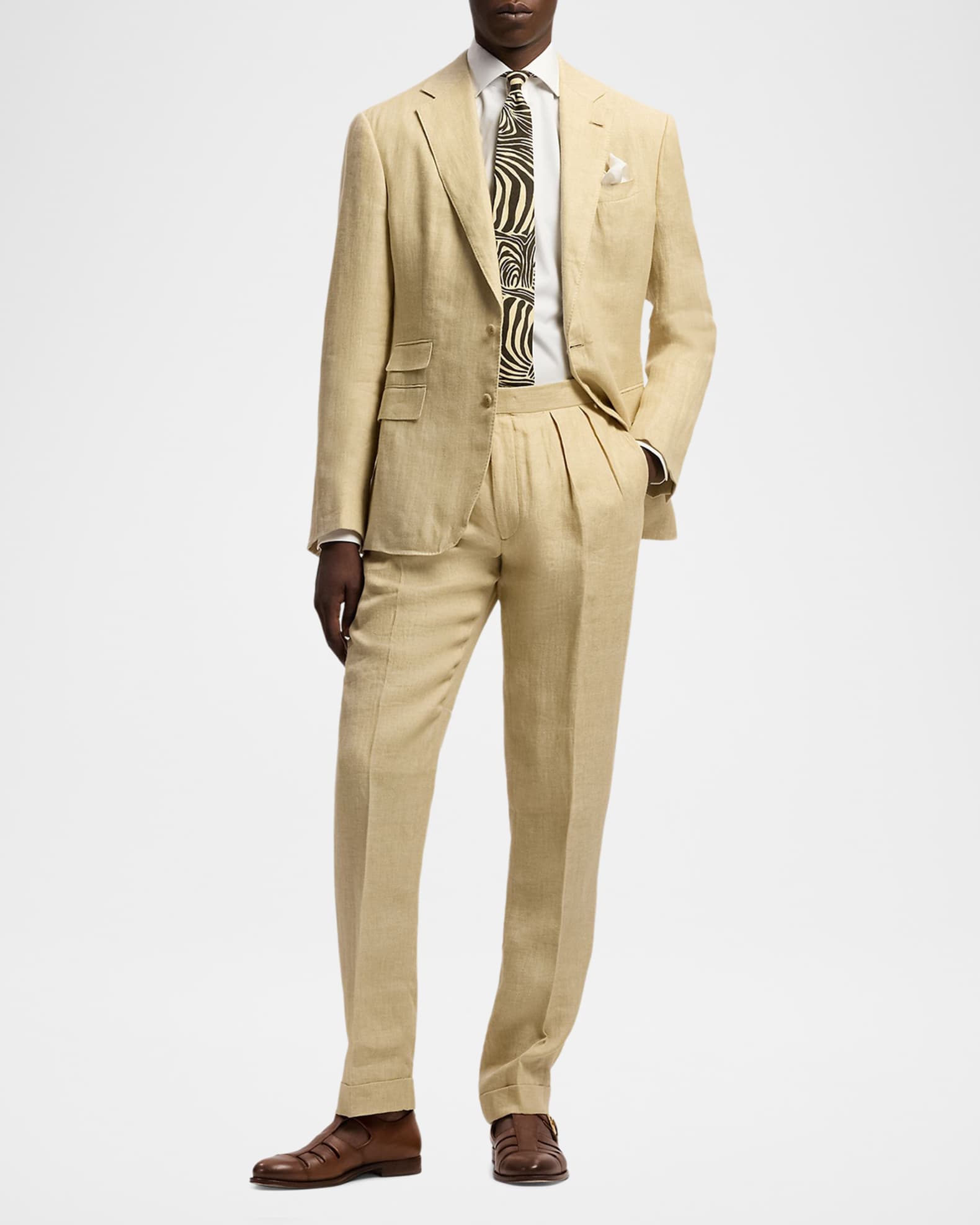 Ralph Lauren Purple Label Men's Zebra-Print Linen Tie | Neiman Marcus