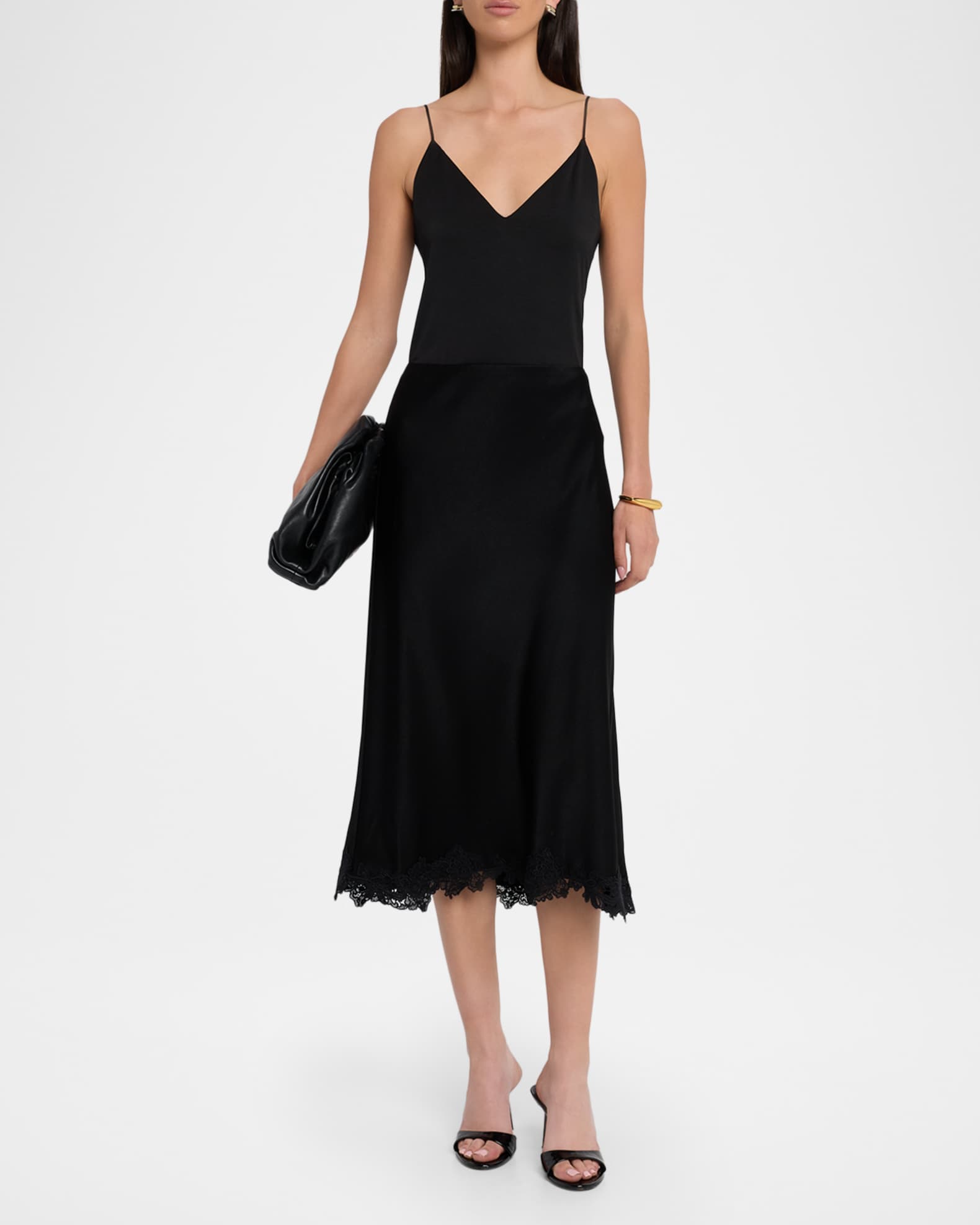 Kobi Halperin Brooks Lace-Trim Midi Skirt | Neiman Marcus