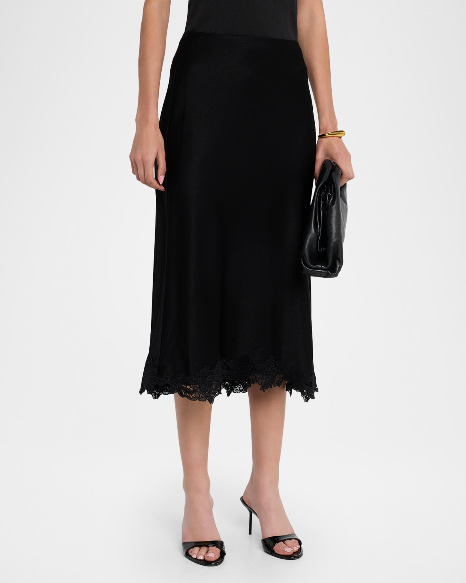 Kobi Halperin Brooks Lace-Trim Midi Skirt | Neiman Marcus