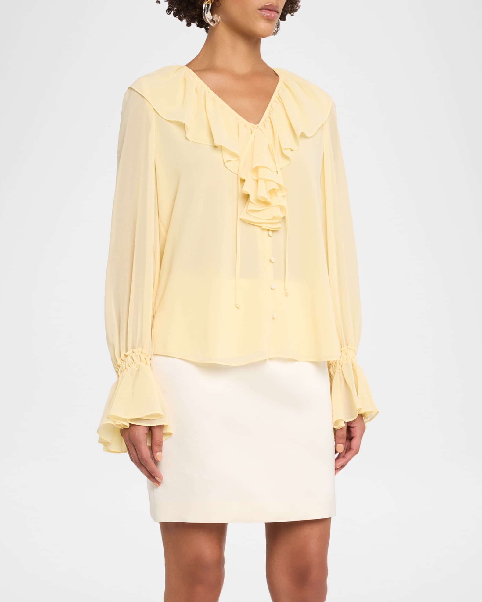 laubeblanc Ruffle chiffon Blouse 美品 Kobi Halperin Joslyn Ruffle Chiffon Blouse | Neiman Marcus