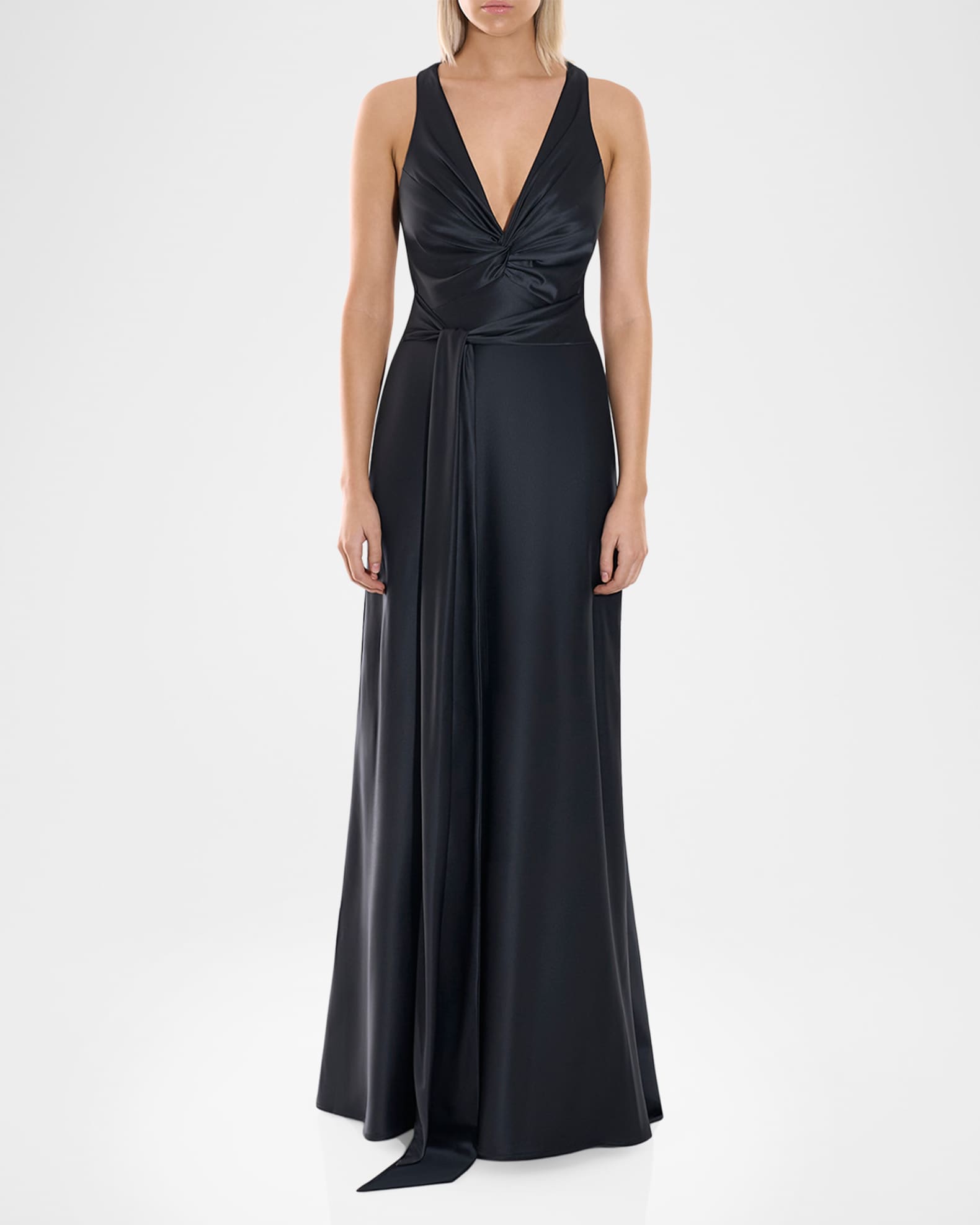 black silk corset dress Primavera 4517 Size 12 Black Satin Corset Prom Dress main image 0