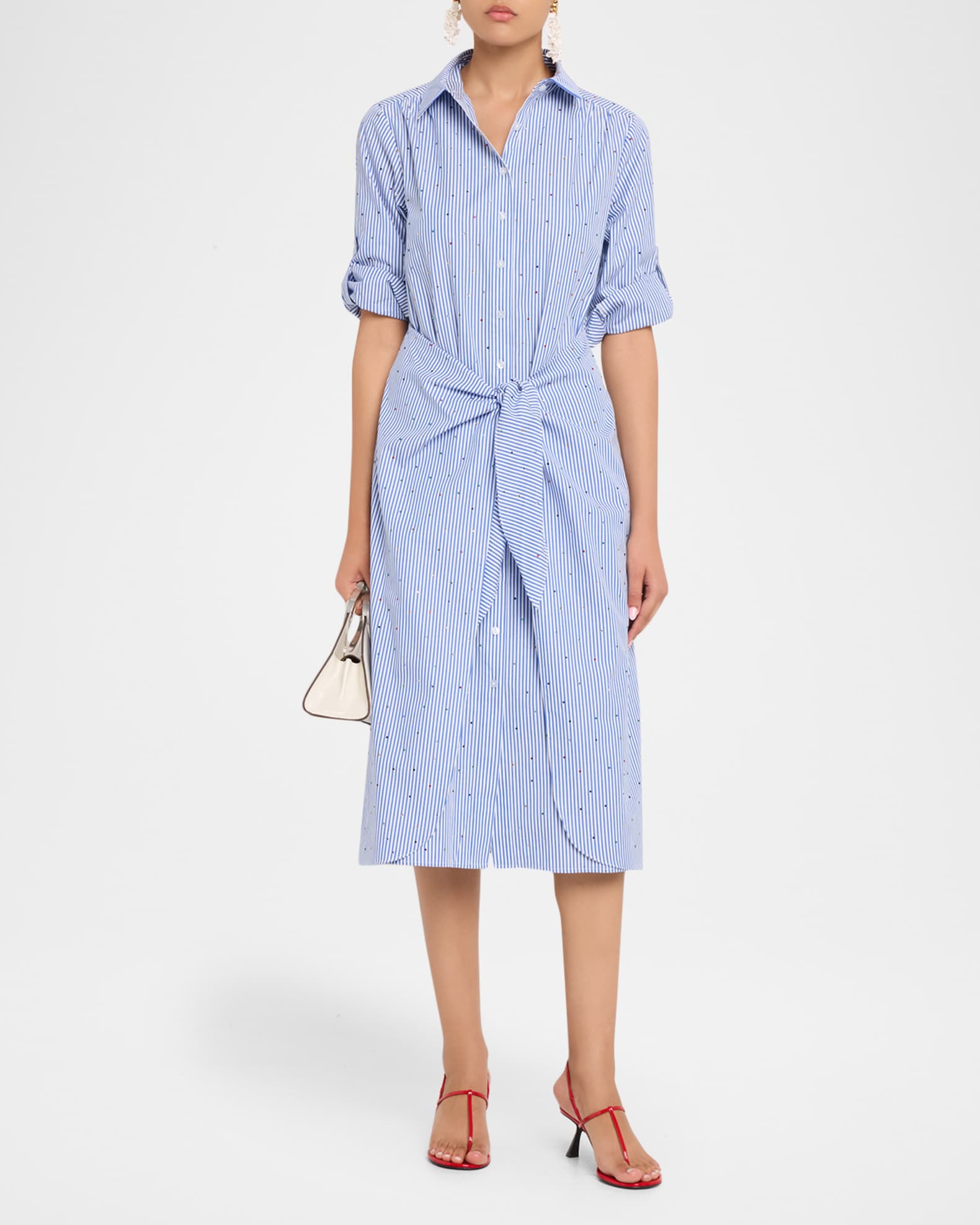 Striped Belted Midi Shirtdress