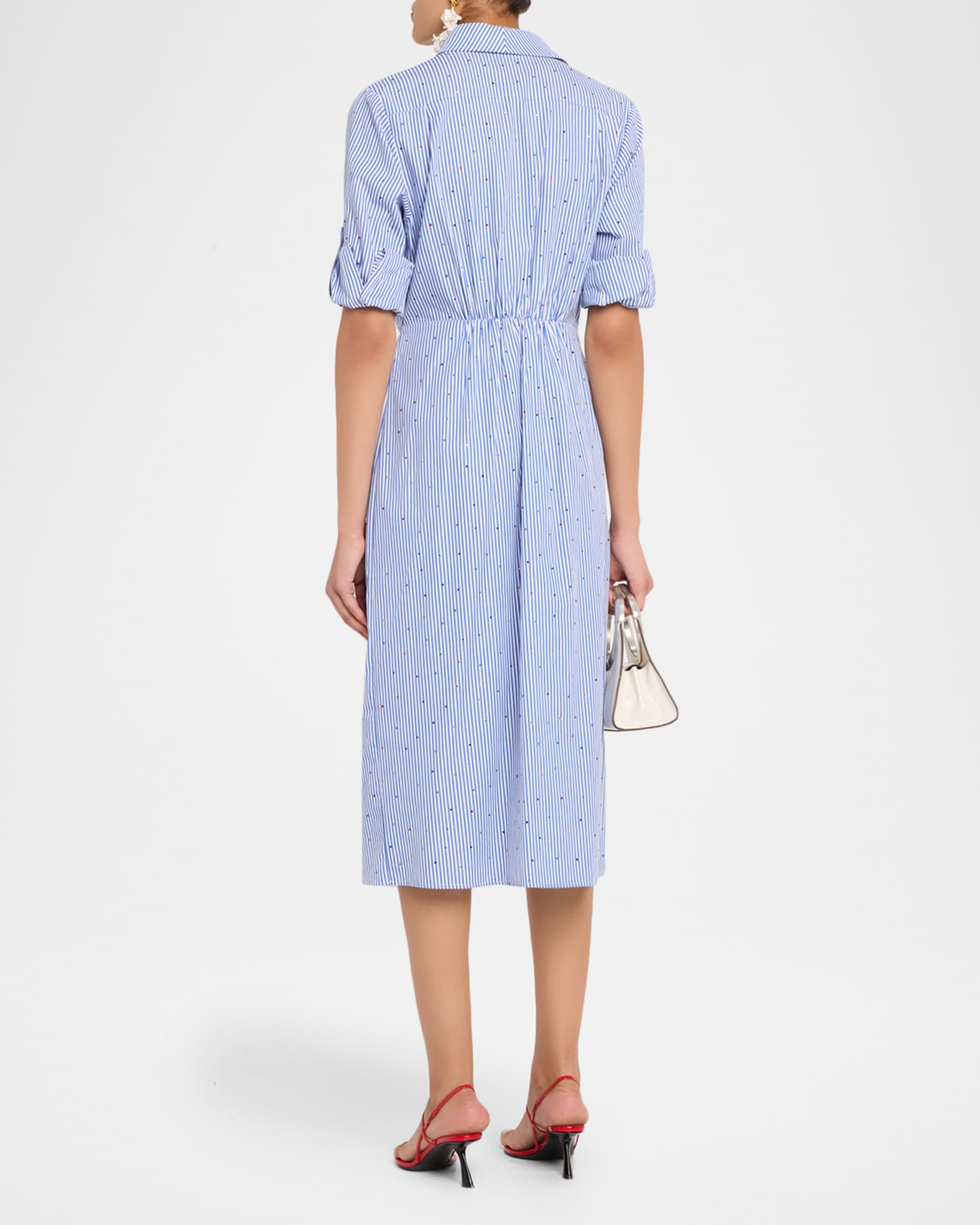 Striped Belted Midi Shirtdress