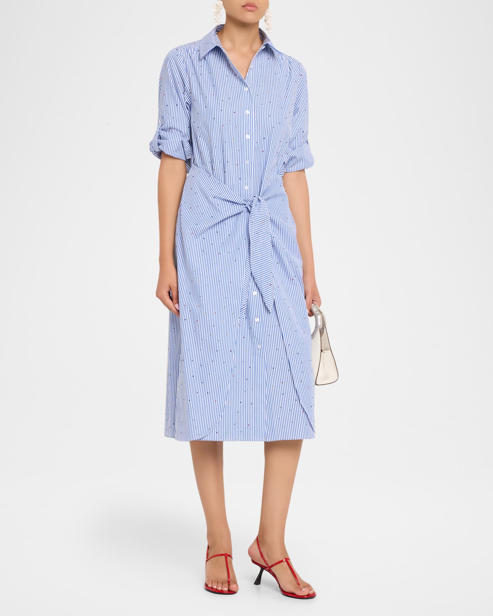 Striped Belted Midi Shirtdress