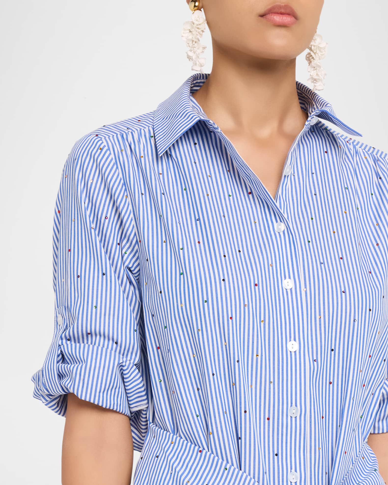 Striped Belted Midi Shirtdress