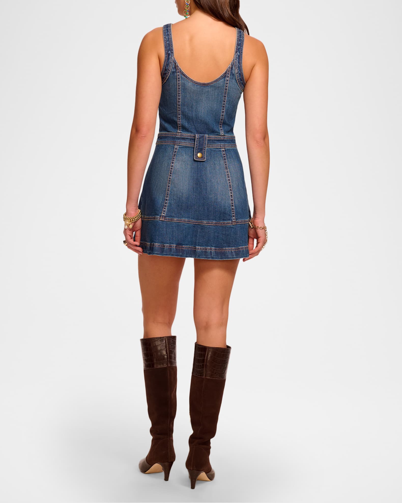 white christmas dresses Skylar Short Sleeve Denim Mini Dress in medium wash