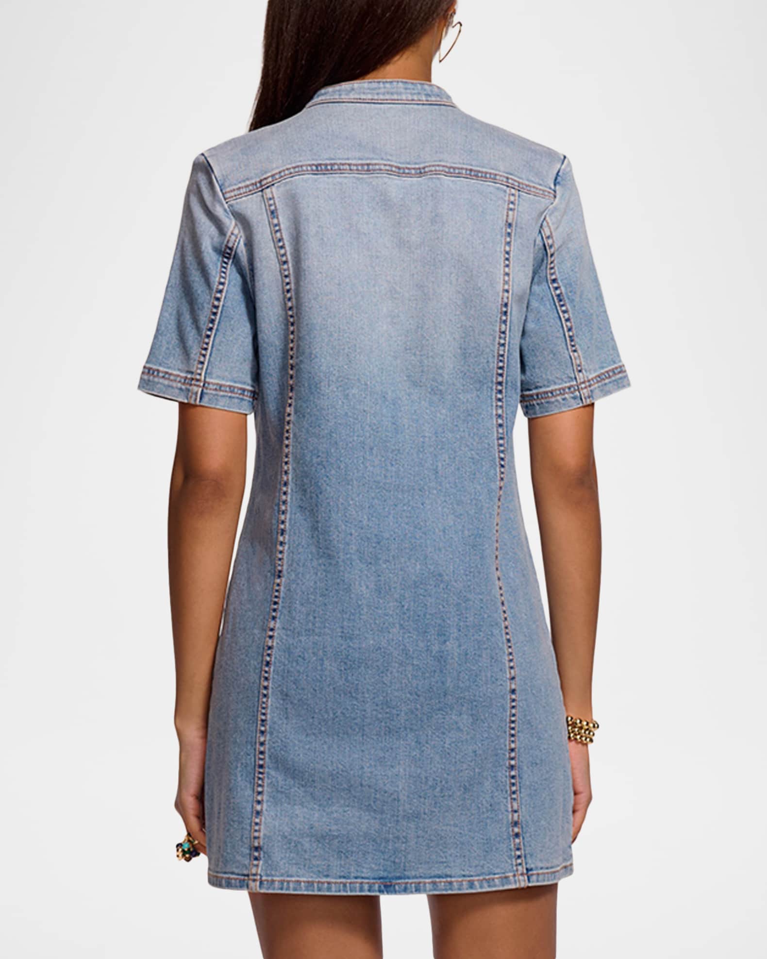 white christmas dresses Skylar Short Sleeve Denim Mini Dress in medium wash