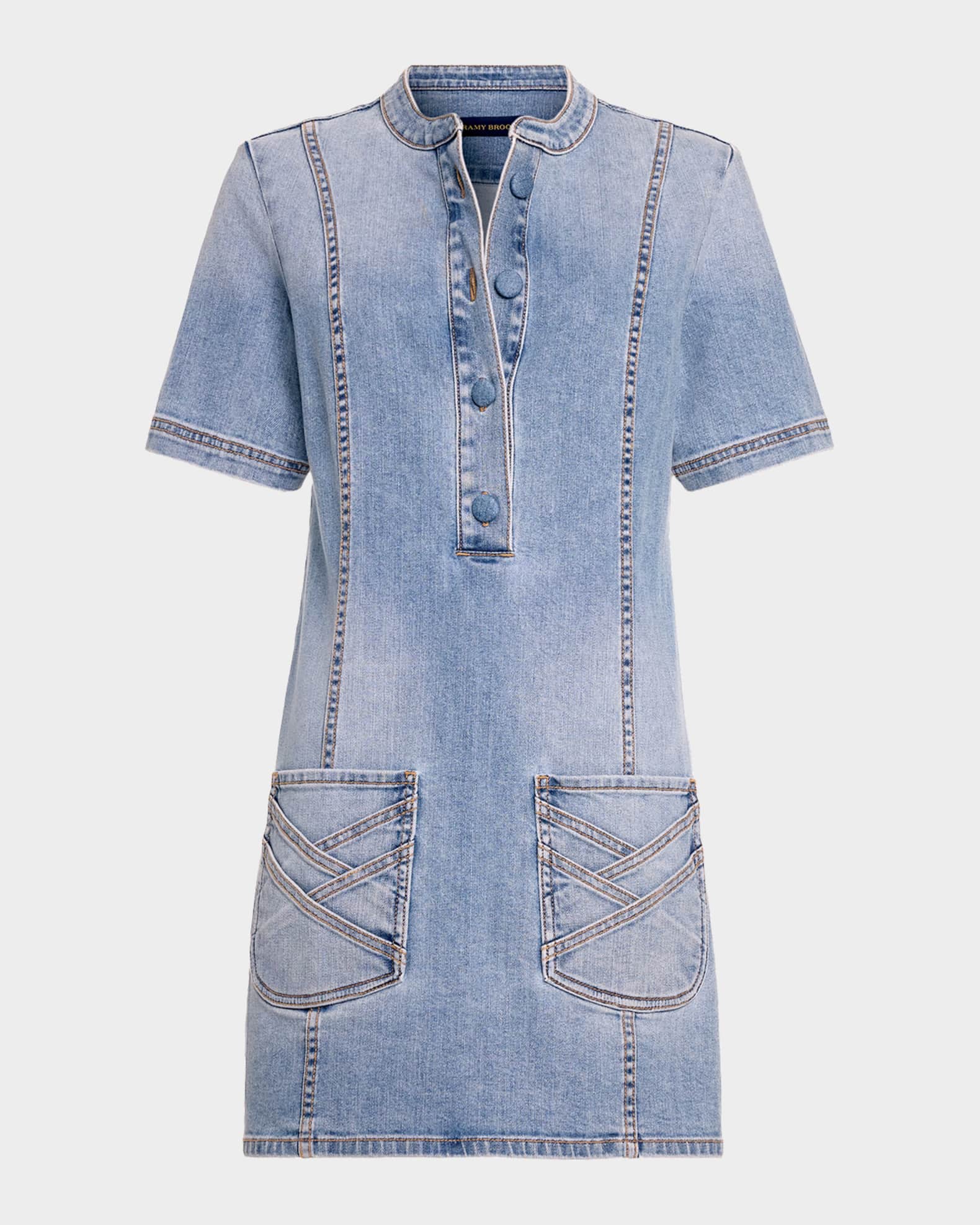 white christmas dresses Ramy Brook Women's Marine Printed Denim Sleeveless Midi Dress - Blue main image 1