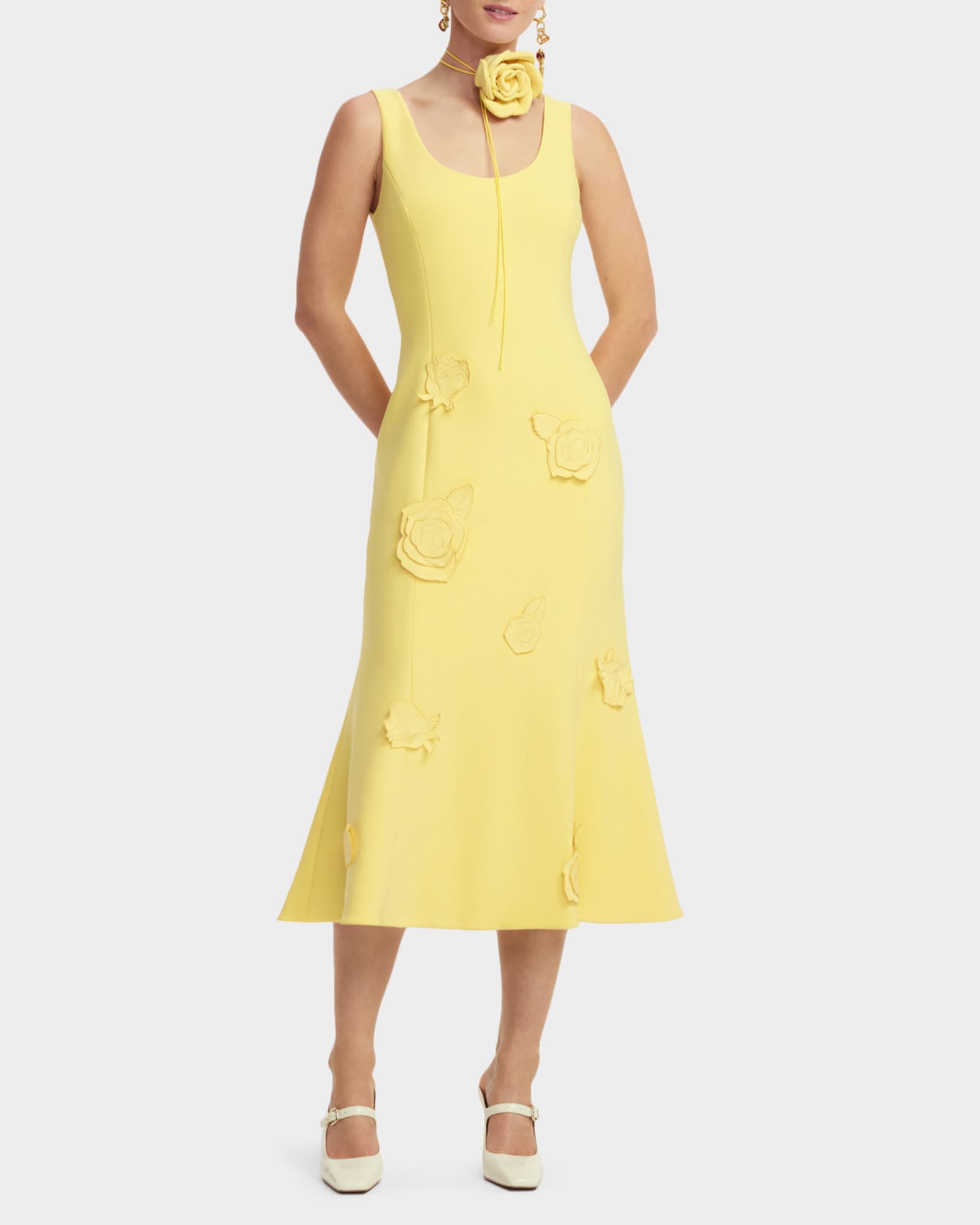 chinese dress ladies Leo Lin Lynn Midi Dress in Yellow