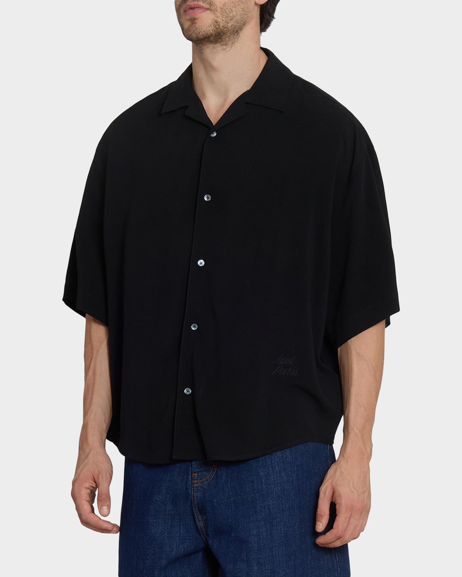 Ami Paris Men's Embroidered Ami Paris Boxy-Fit Viscose Short