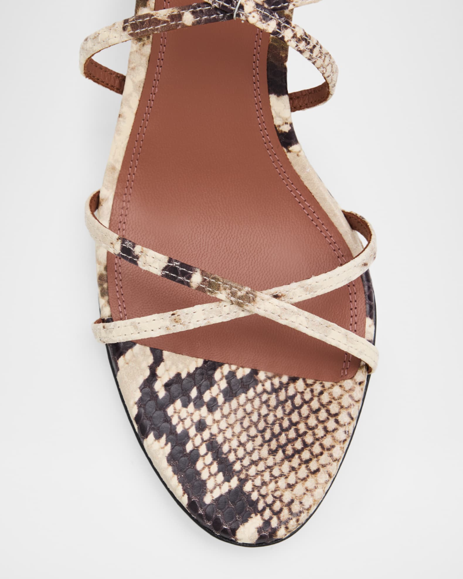 Paris Texas 75mm Nina Snake-Printed Leather Lace-Up Sandals