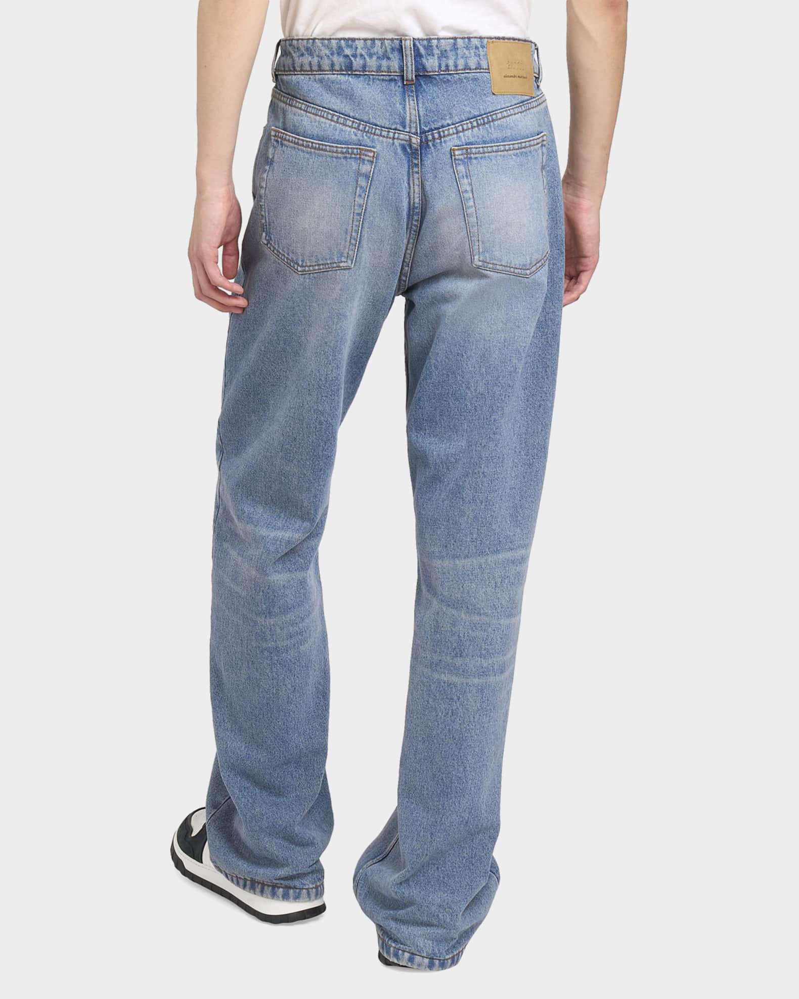 Ami Paris Men's Faded Denim Wide-Leg Jeans | Neiman Marcus