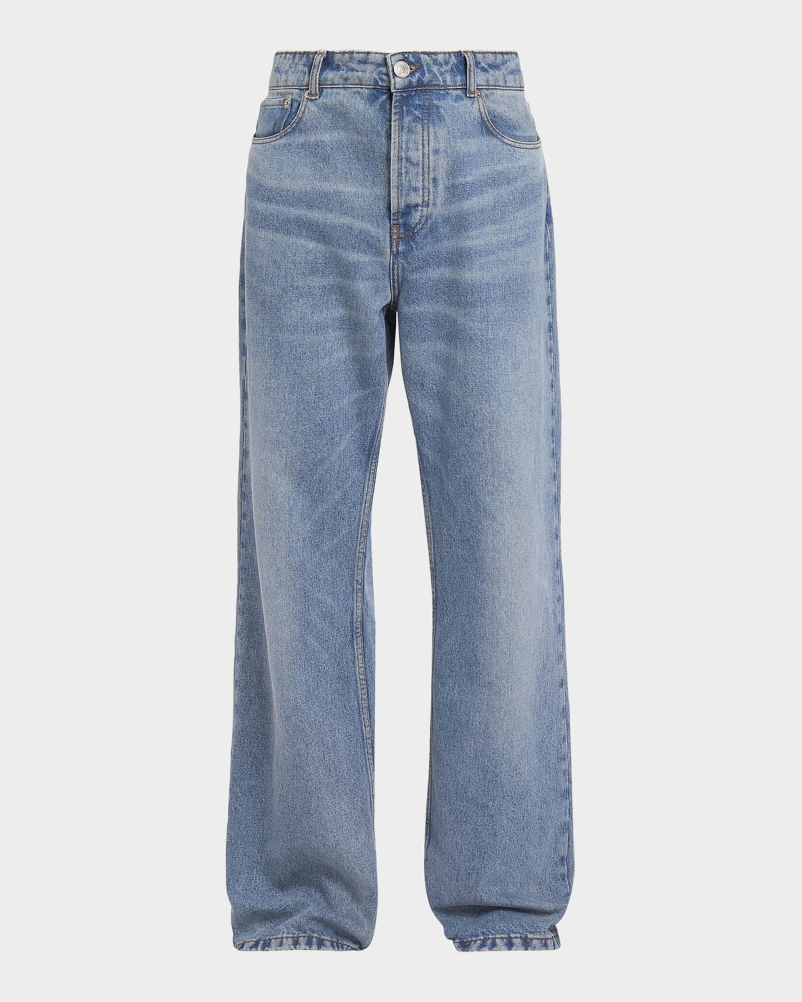 Ami Paris Men's Faded Denim Wide-Leg Jeans | Neiman Marcus