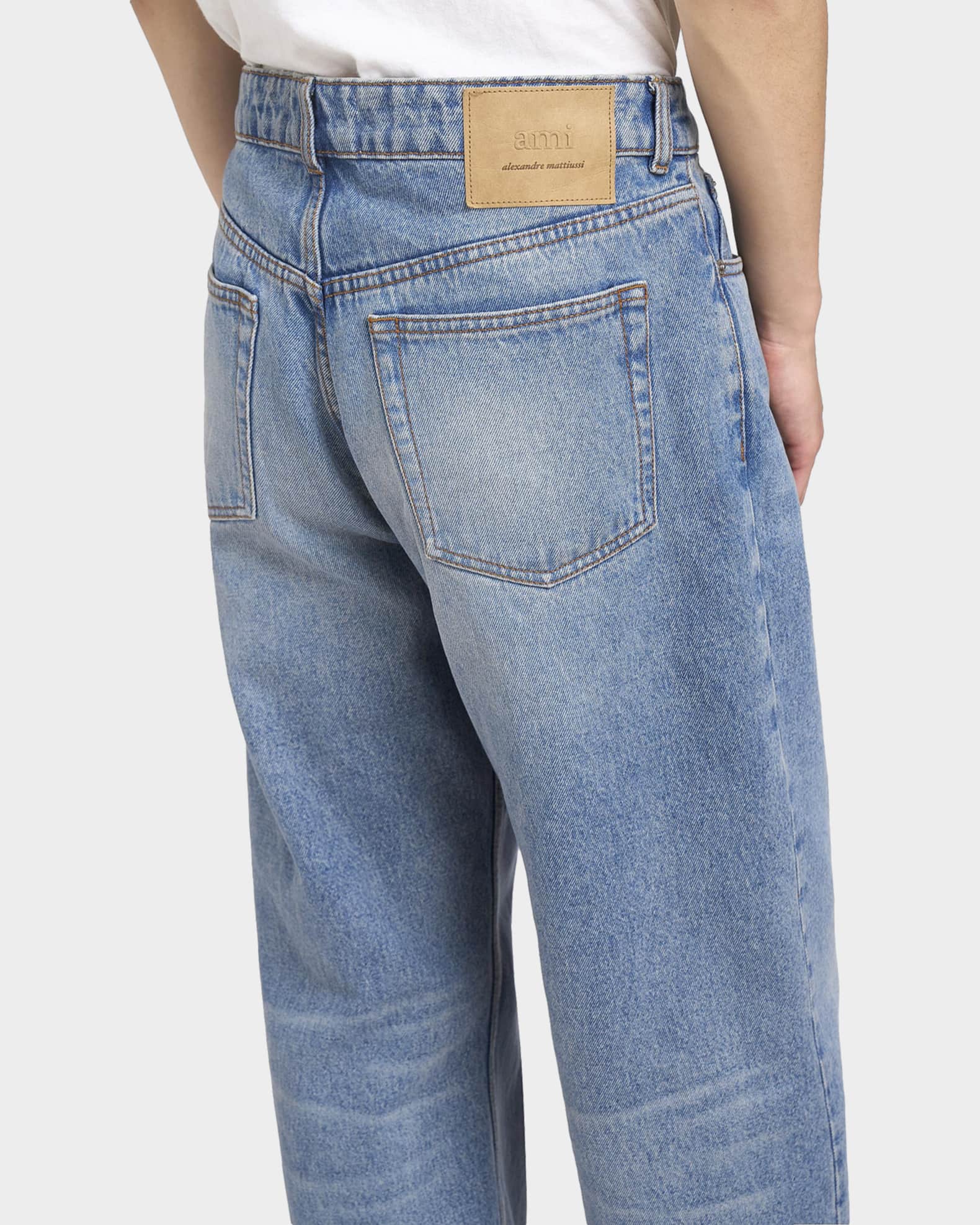 Ami Paris Men's Faded Denim Wide-Leg Jeans | Neiman Marcus