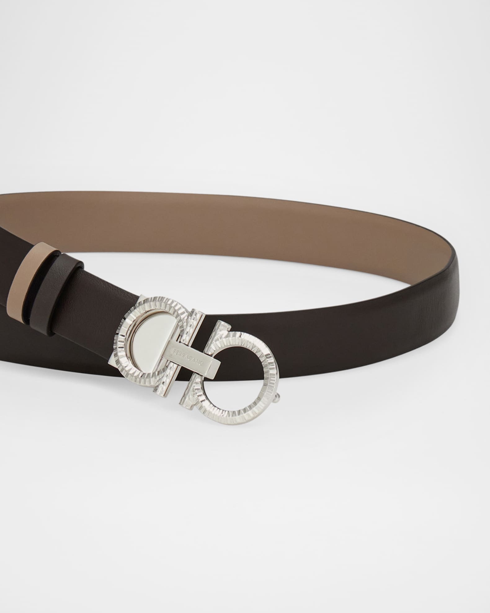 Ferragamo Reversible Leather Hammered Gancini Belt | Neiman Marcus