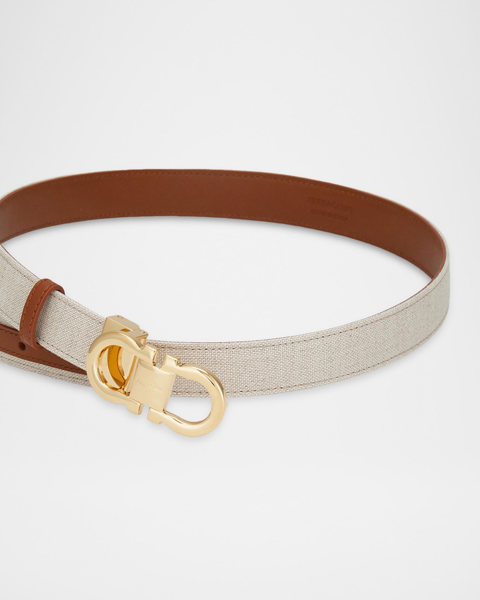 Salvatore Ferragamo Cream Enamel Gold Gancini Belt Buckle Reversible and adjustable Gancini belt - Men | Ferragamo main image 2