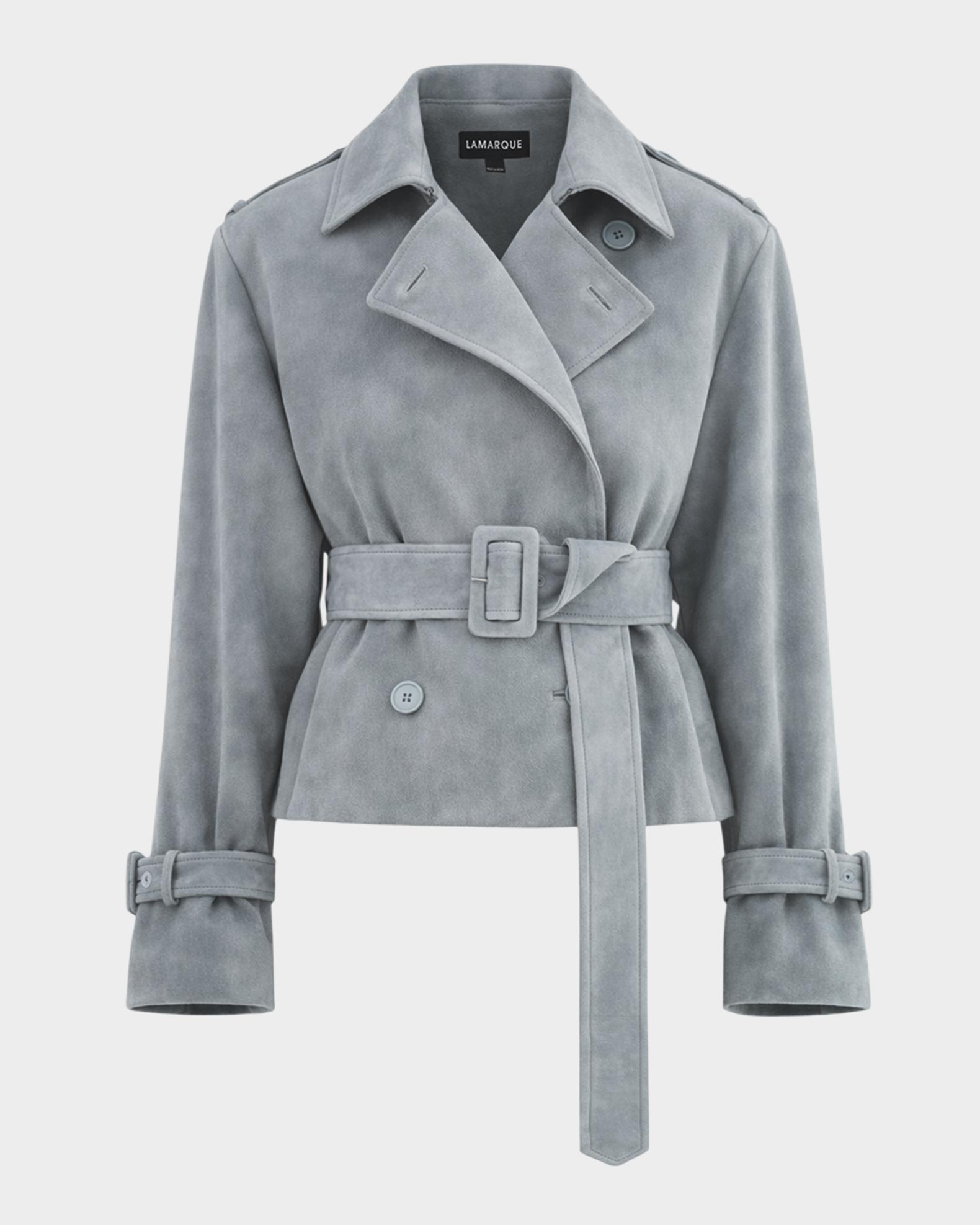 LaMarque Dhana Suede Cropped Trench Coat | Neiman Marcus