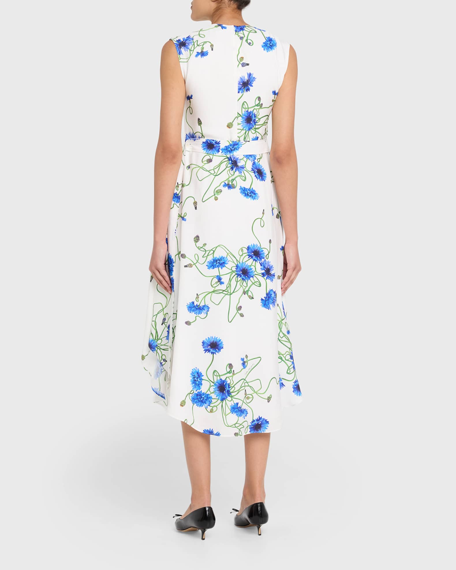Stella McCartney Floral Print Hammered Viscose Midi Dress | Neiman