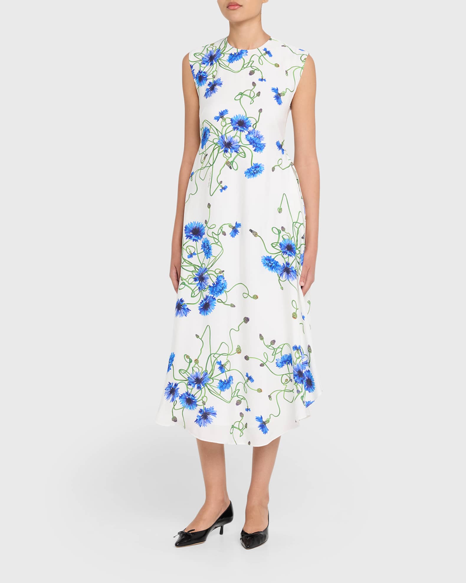 Stella McCartney Floral Print Hammered Viscose Midi Dress | Neiman Marcus