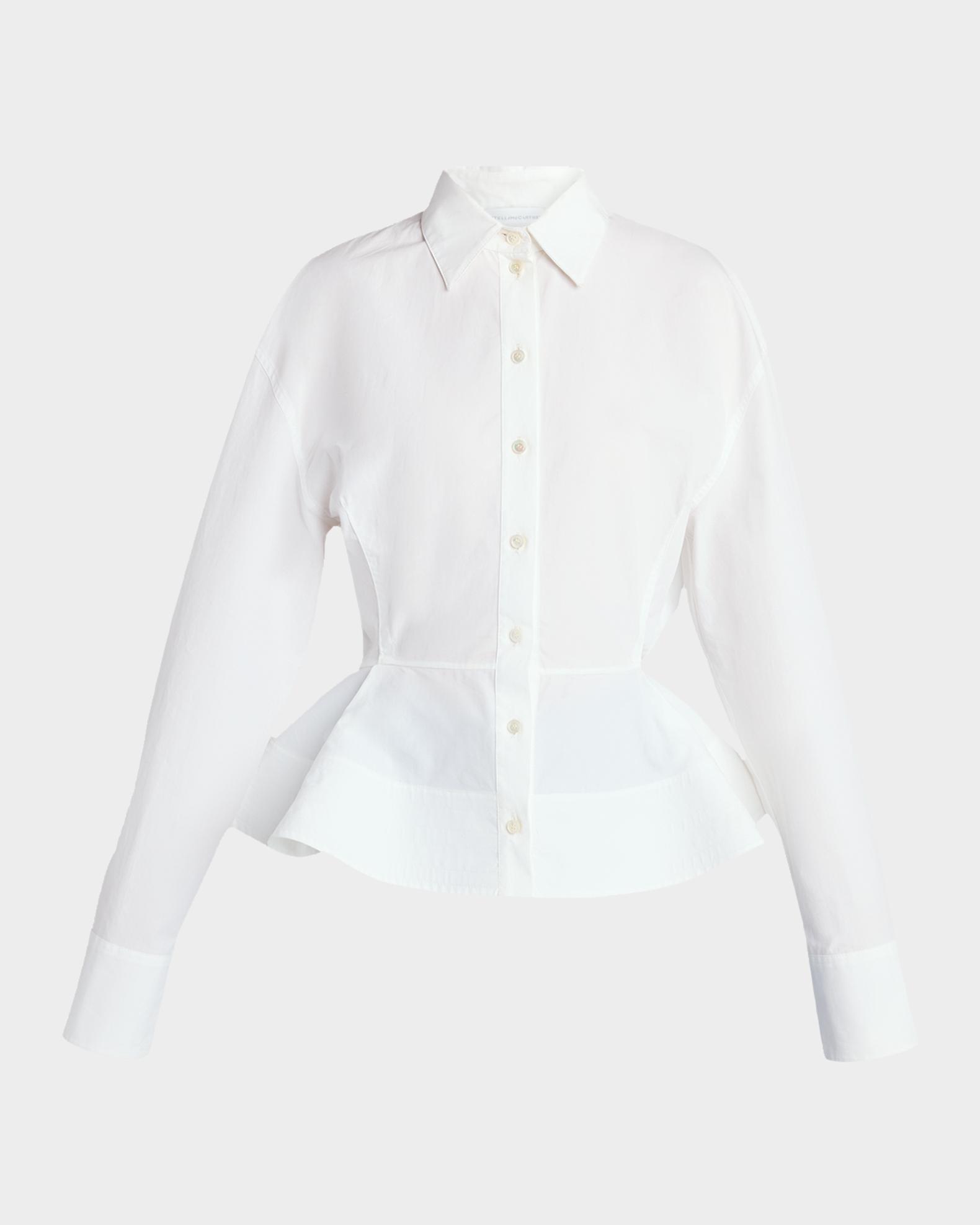 Stella McCartney Cotton Poplin Button-Front Peplum Shirt | Neiman