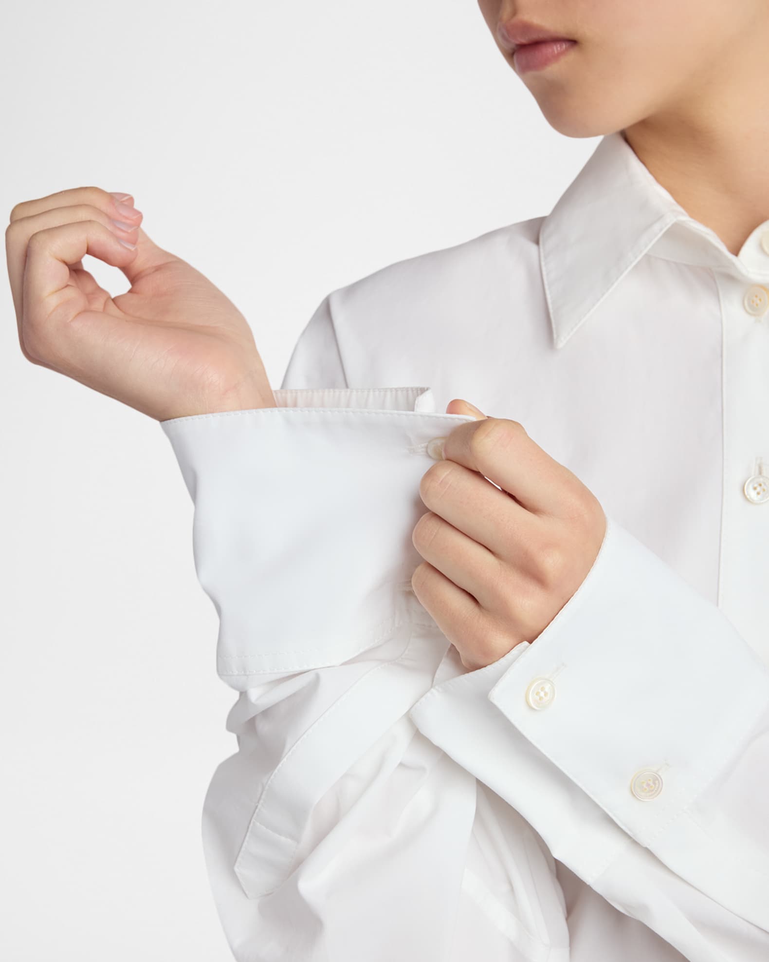 Stella McCartney Cotton Poplin Button-Front Peplum Shirt | Neiman