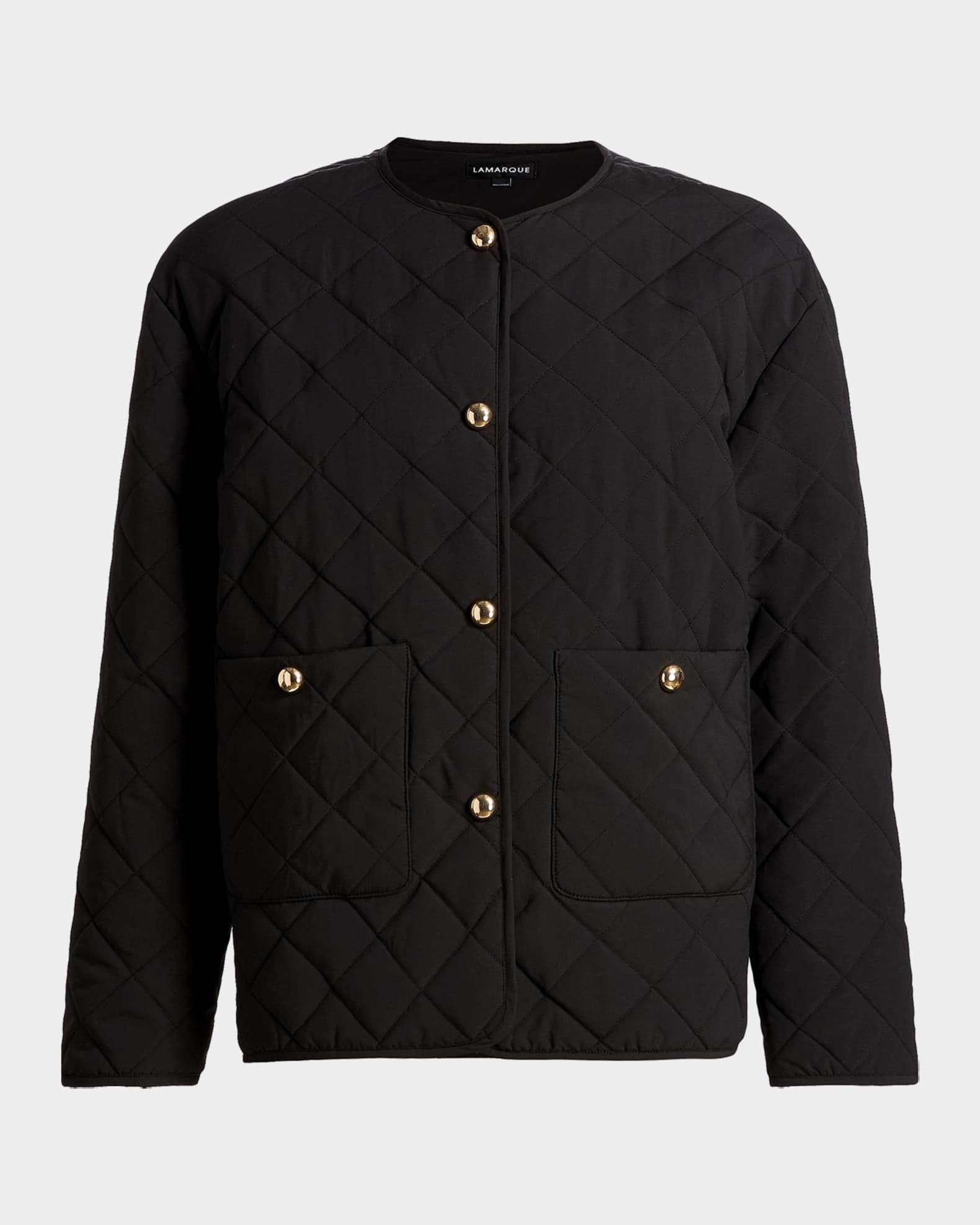 【まるこ 】Lisière No Collar Relax Jacket LaMarque Hera Quilted Collarless Jacket | Neiman Marcus