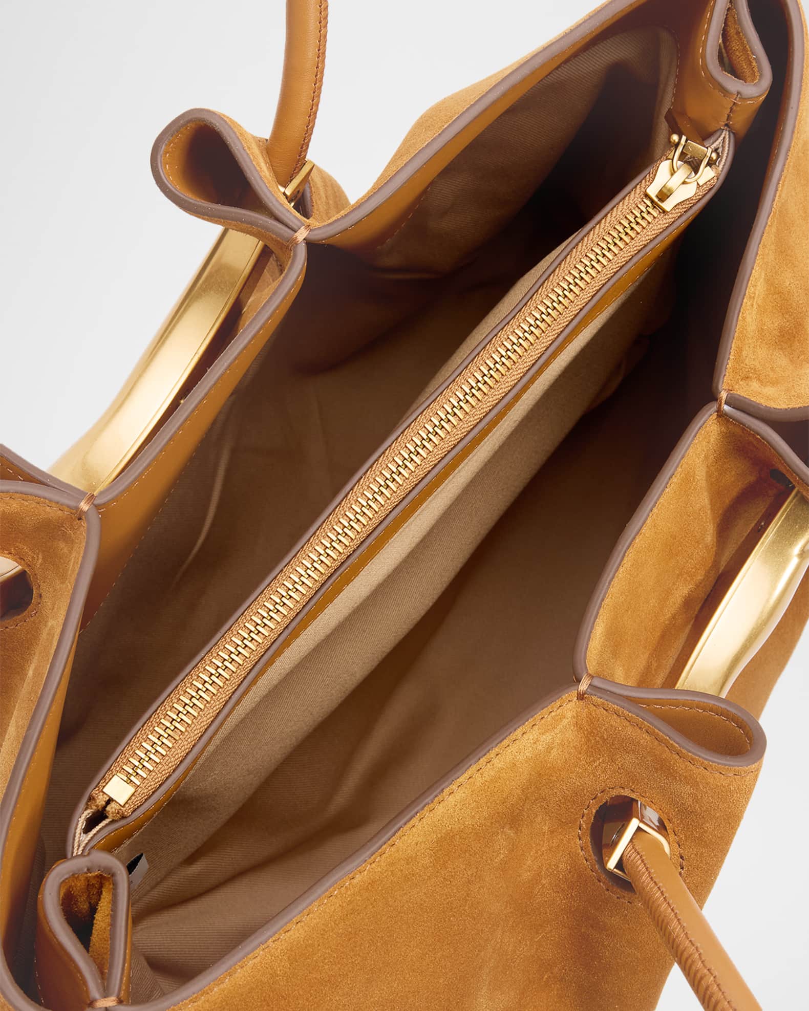 Cult Gaia Asa Pleated Suede Satchel Shoulder Bag | Neiman Marcus