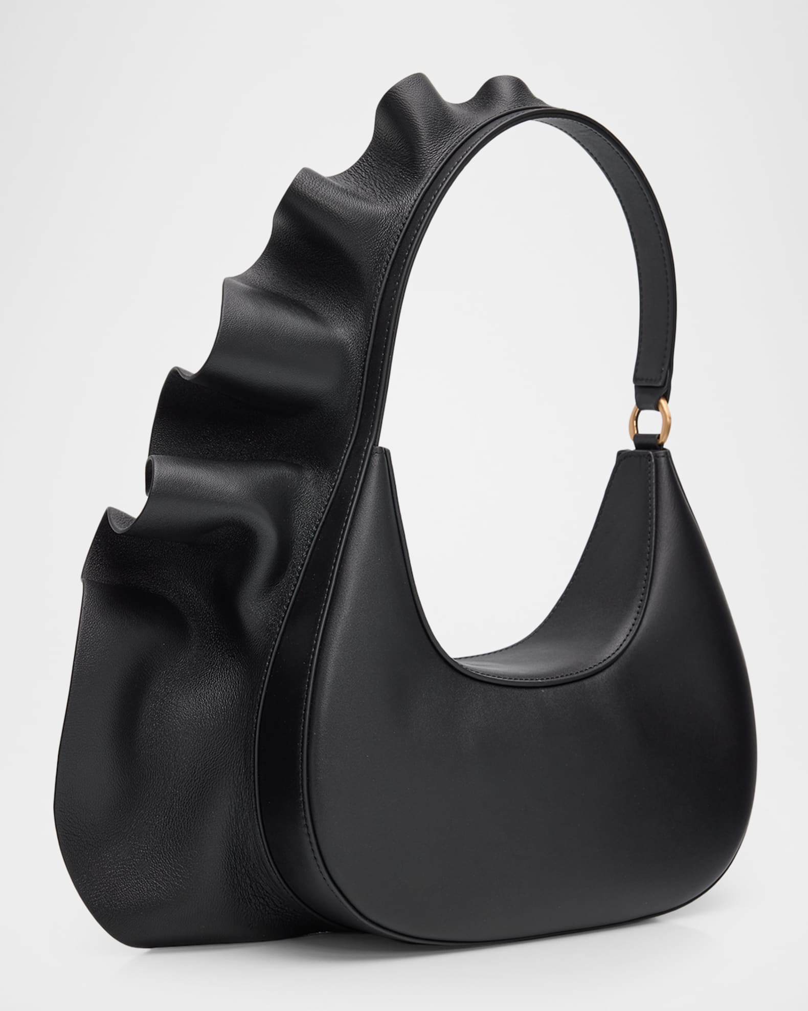 Cult Gaia Zoella Ruffle Leather Shoulder Bag | Neiman Marcus