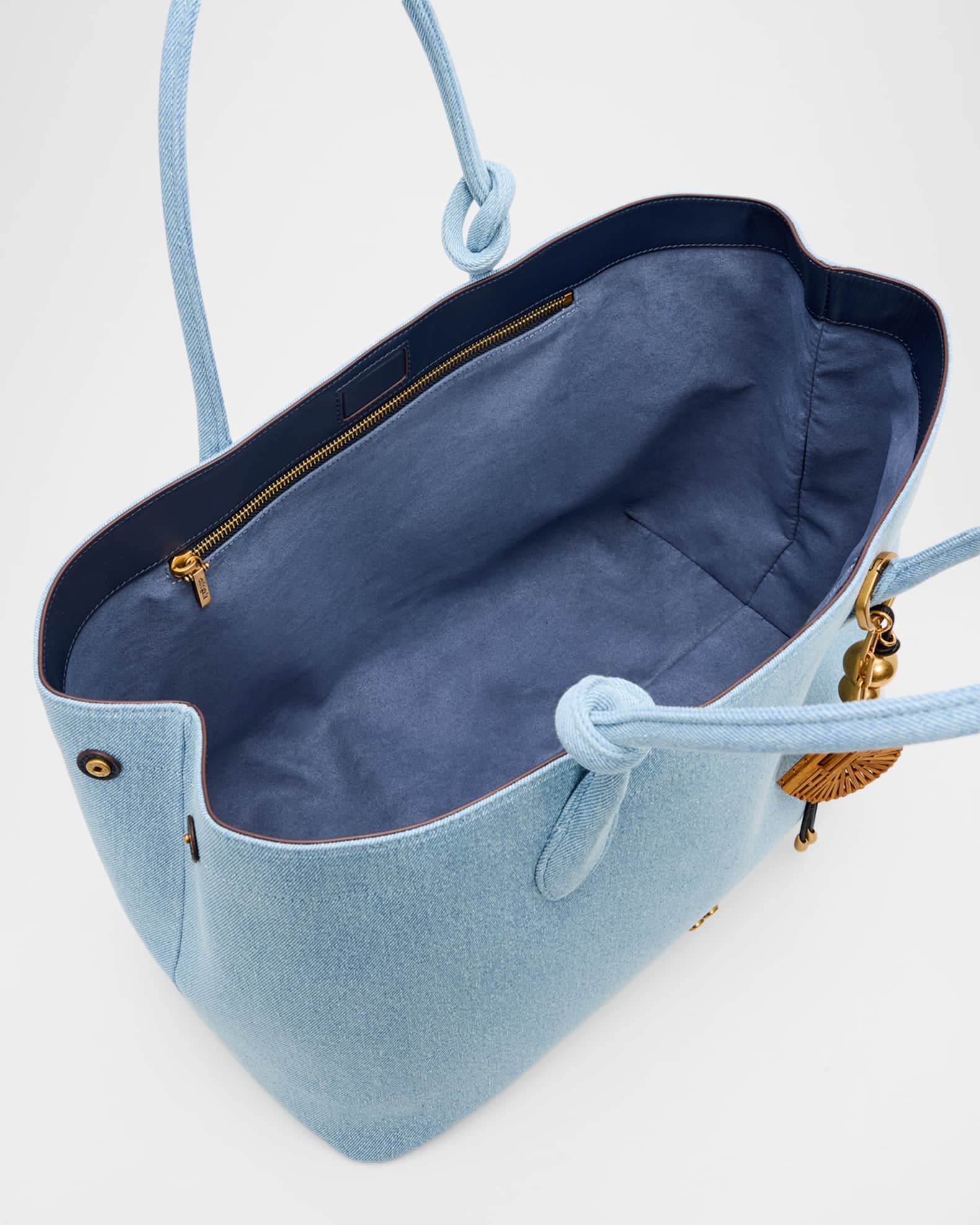 Cult Gaia Ariella Cotton Denim Tote Bag with Bag Charm | Neiman Marcus