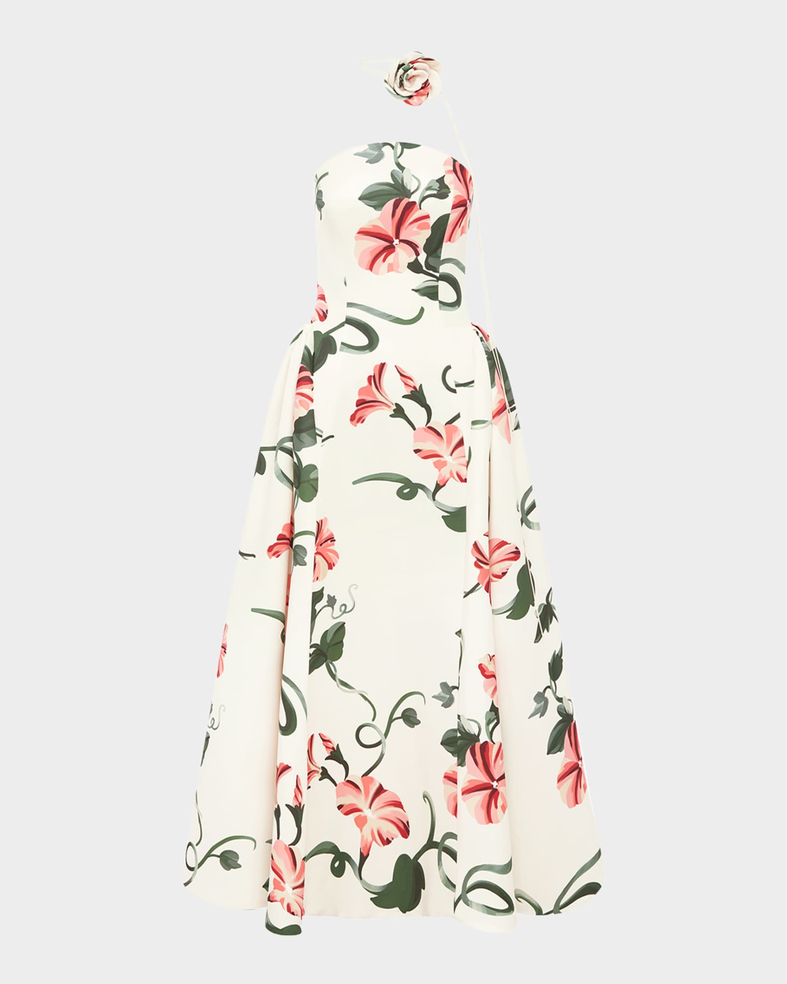 LEO LIN Violet Strapless Bustier Maxi Dress with Neck Tie | Neiman Marcus