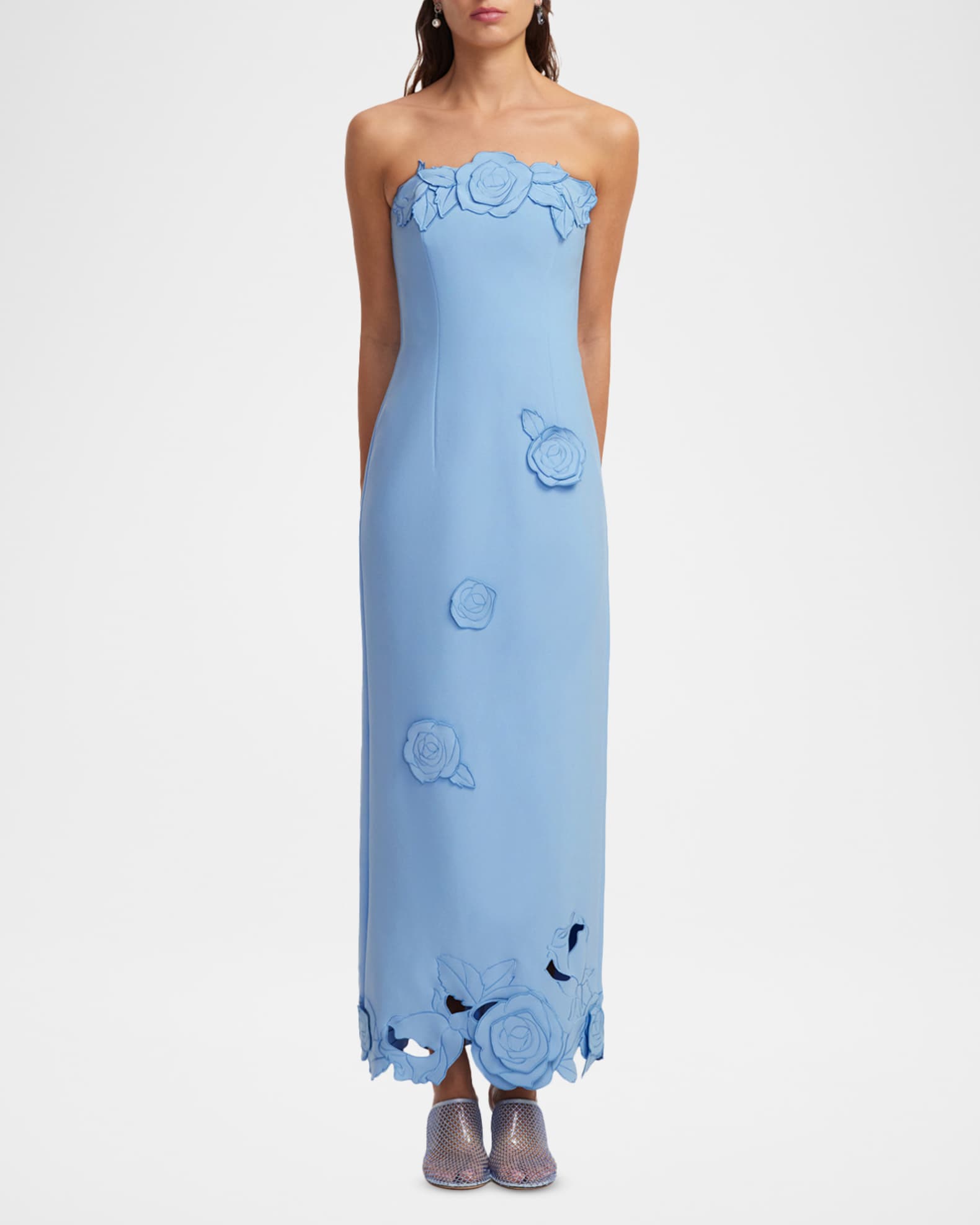 LEO LIN Rayna Applique Strapless Bustier Maxi Dress | Neiman Marcus