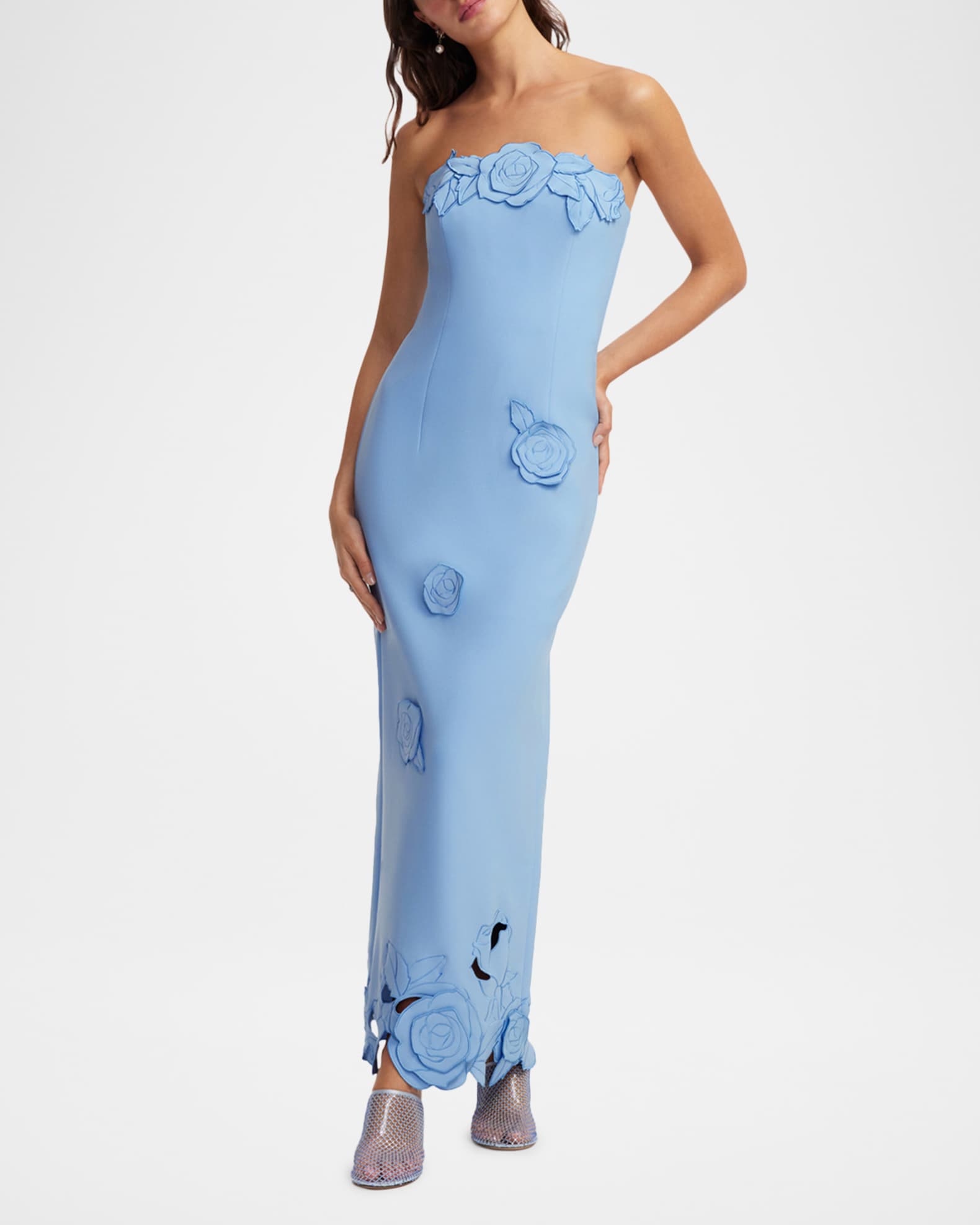 LEO LIN Rayna Applique Strapless Bustier Maxi Dress | Neiman Marcus
