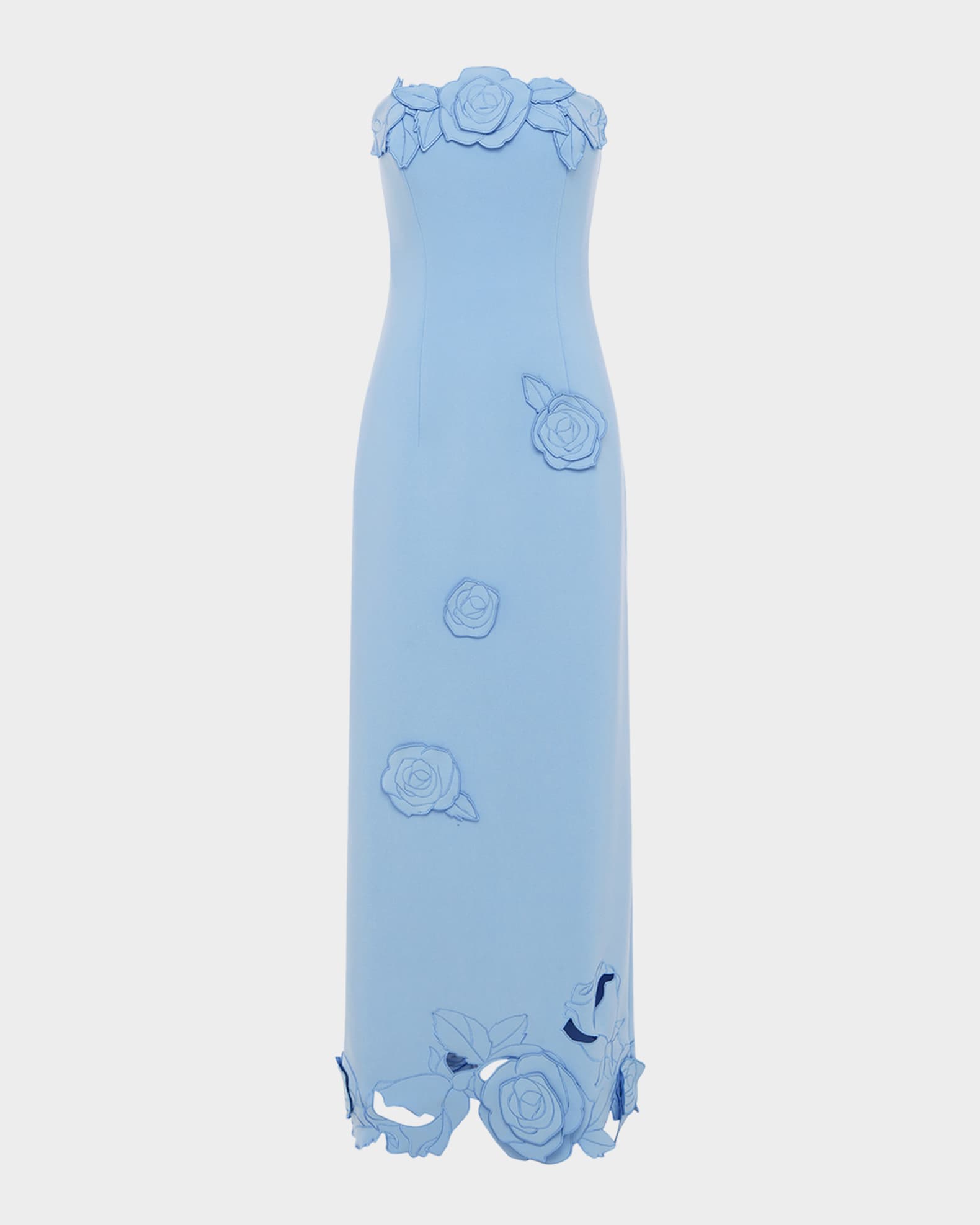 Leo Lin Rayna Applique Bustier Maxi Dress in Baby Blue - size Aus 10/US 6