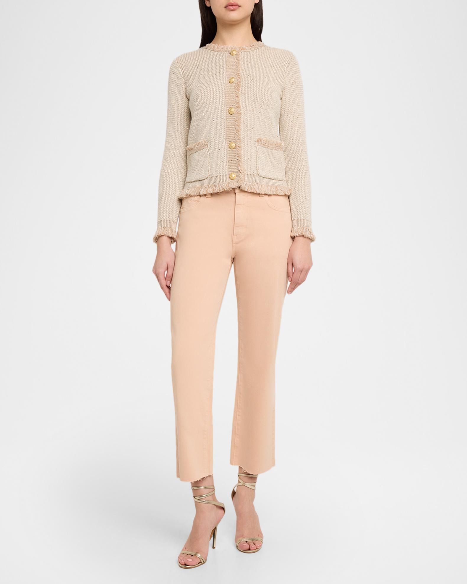 Kobi Halperin Kailey Fringe-Trim Sequin Knit Sweater | Neiman Marcus
