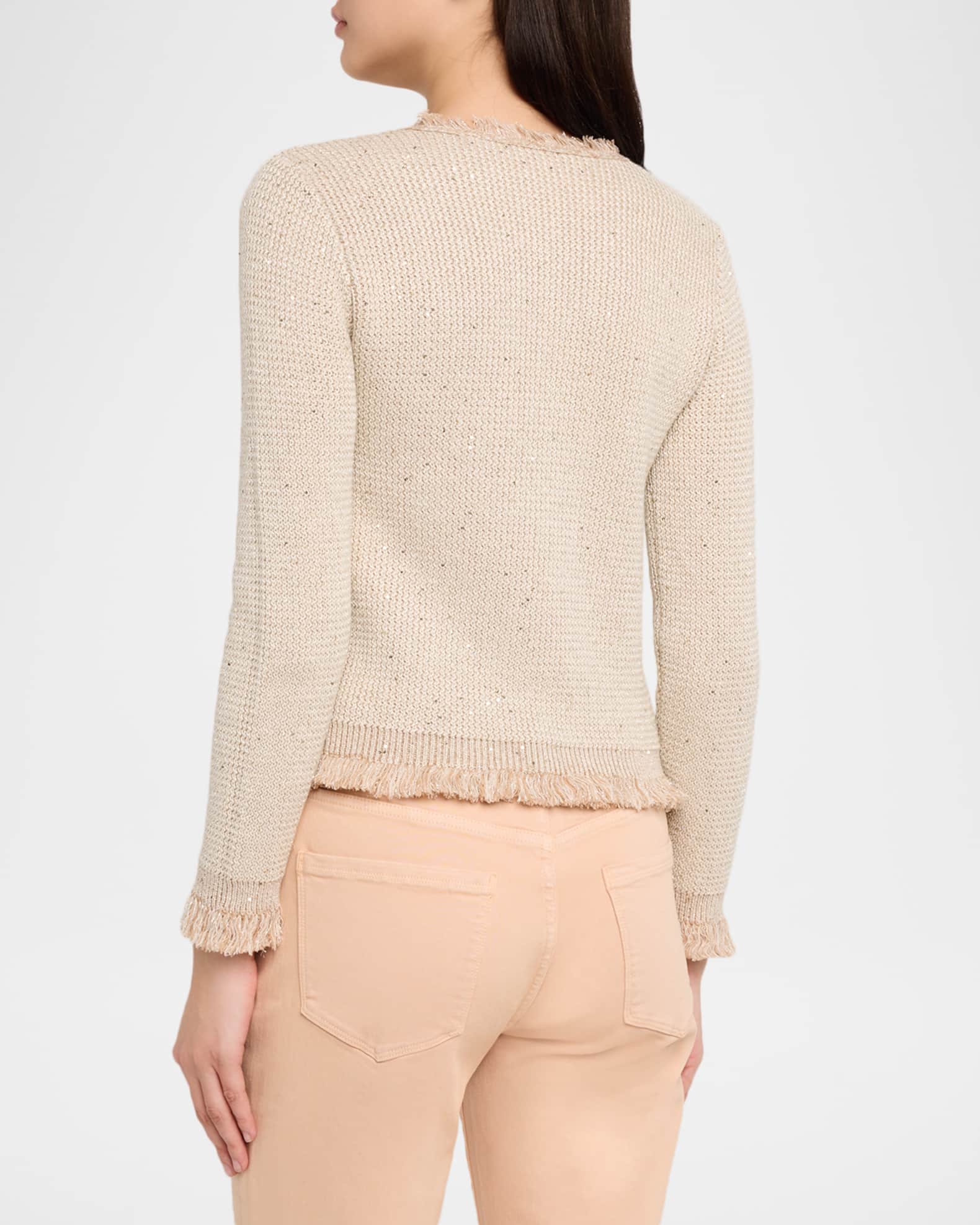 Kobi Halperin Kailey Fringe-Trim Sequin Knit Sweater | Neiman Marcus