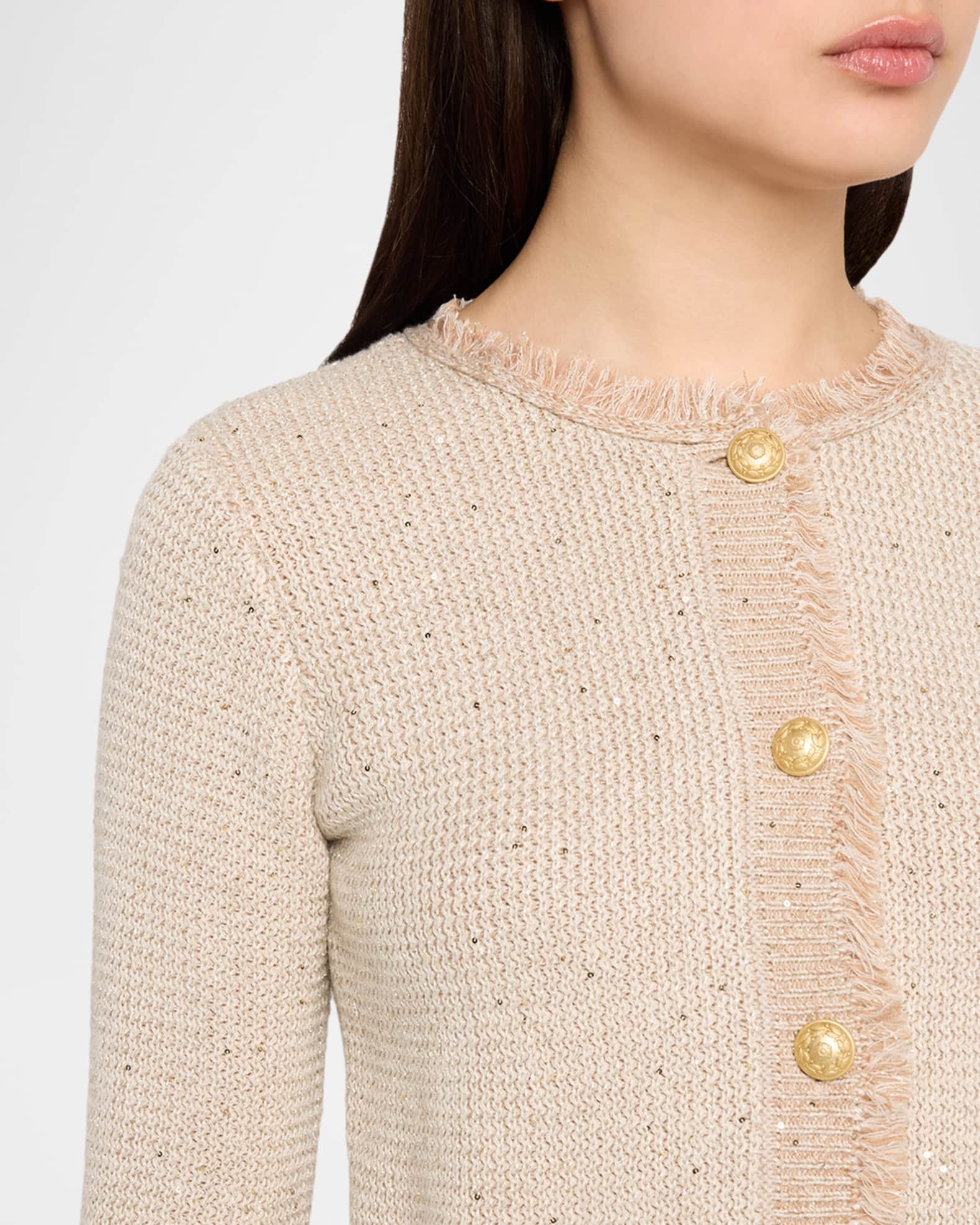 Kobi Halperin Kailey Fringe-Trim Sequin Knit Sweater | Neiman Marcus