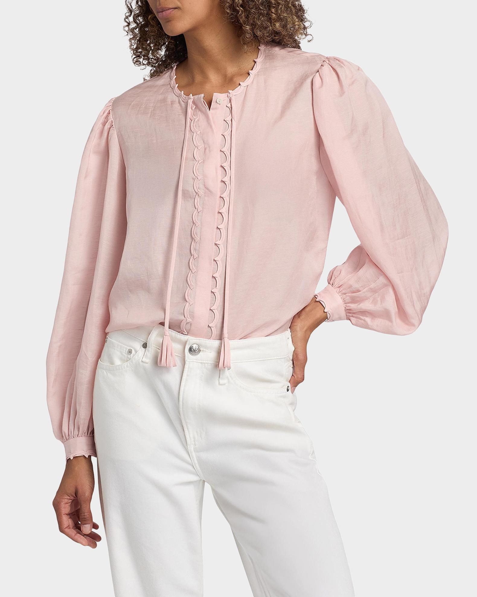 Kobi Halperin Harlow Scalloped Balloon-Sleeve Blouse | Neiman Marcus