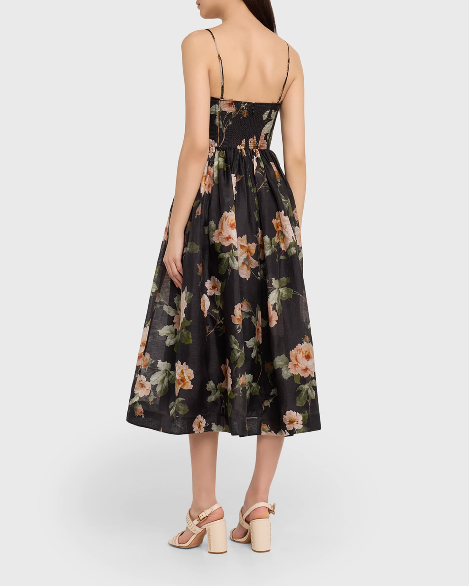 Zimmermann Luna Corset Midi Dress | Neiman Marcus